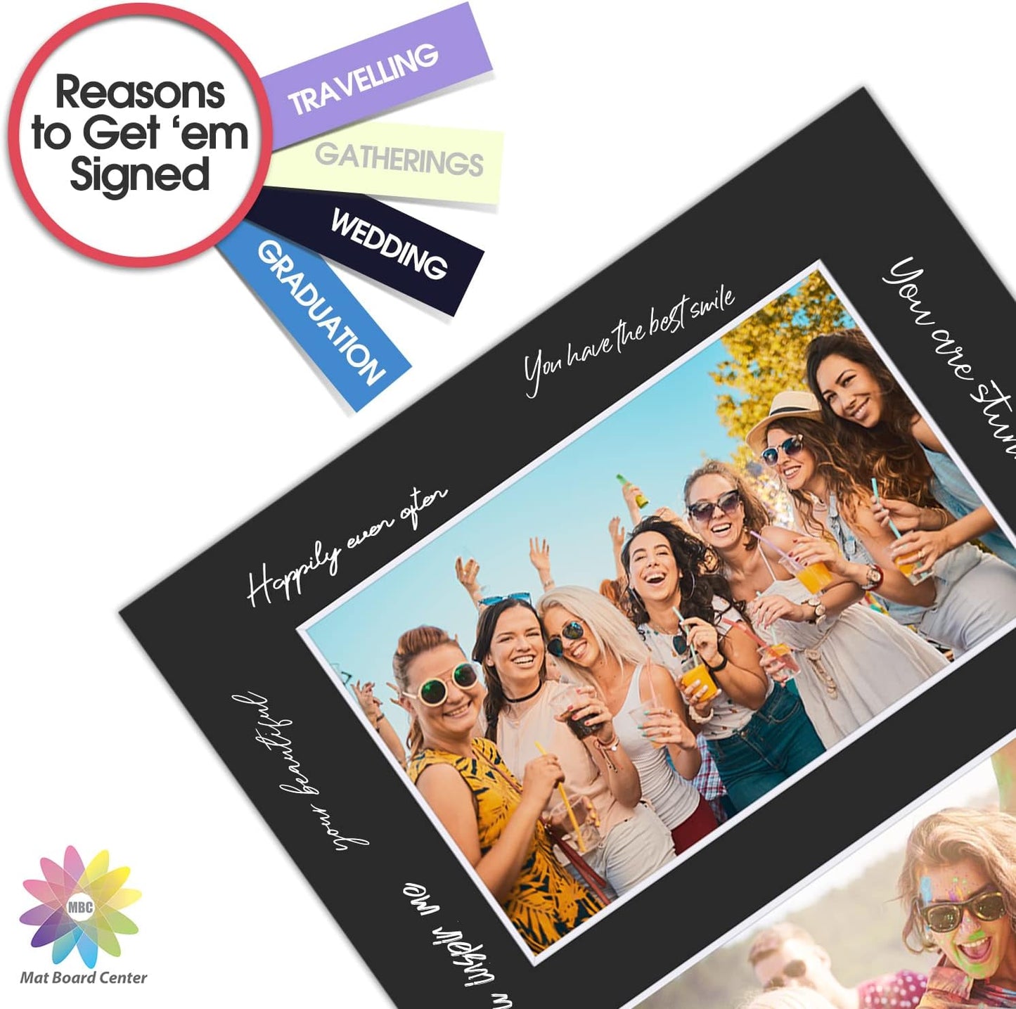 Mat Board Center, Pack of 5, Photo Picture Mats - Acid Free, 4-ply Thickness, White Core - for Pictures, Photos, Framing (8x10 for 2-4x6 White)