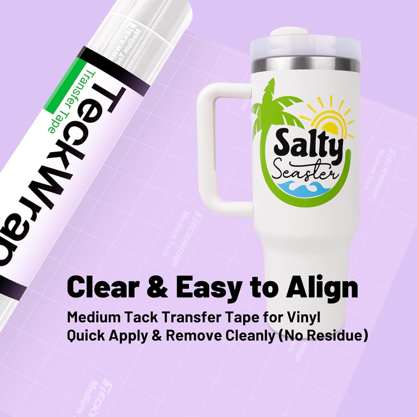 TECKWRAP Clear Transfer Tape for Vinyl -12INCH x 10 FT,White Alignment Grid for Heat Transfer Vinyl, Printable HTV, DIY Decals, Signs, Stickers, Adhesive Vinyl