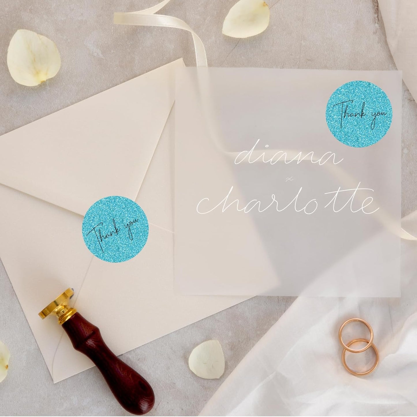 1.5" Holographic Direct Thermal Label Stickers, Round Printable Rainbow Glitter Thermal Printer Sticker Labels for Gift Wrapping, Self-Adhesive DIY Custom Logo Design- Glitter Blue