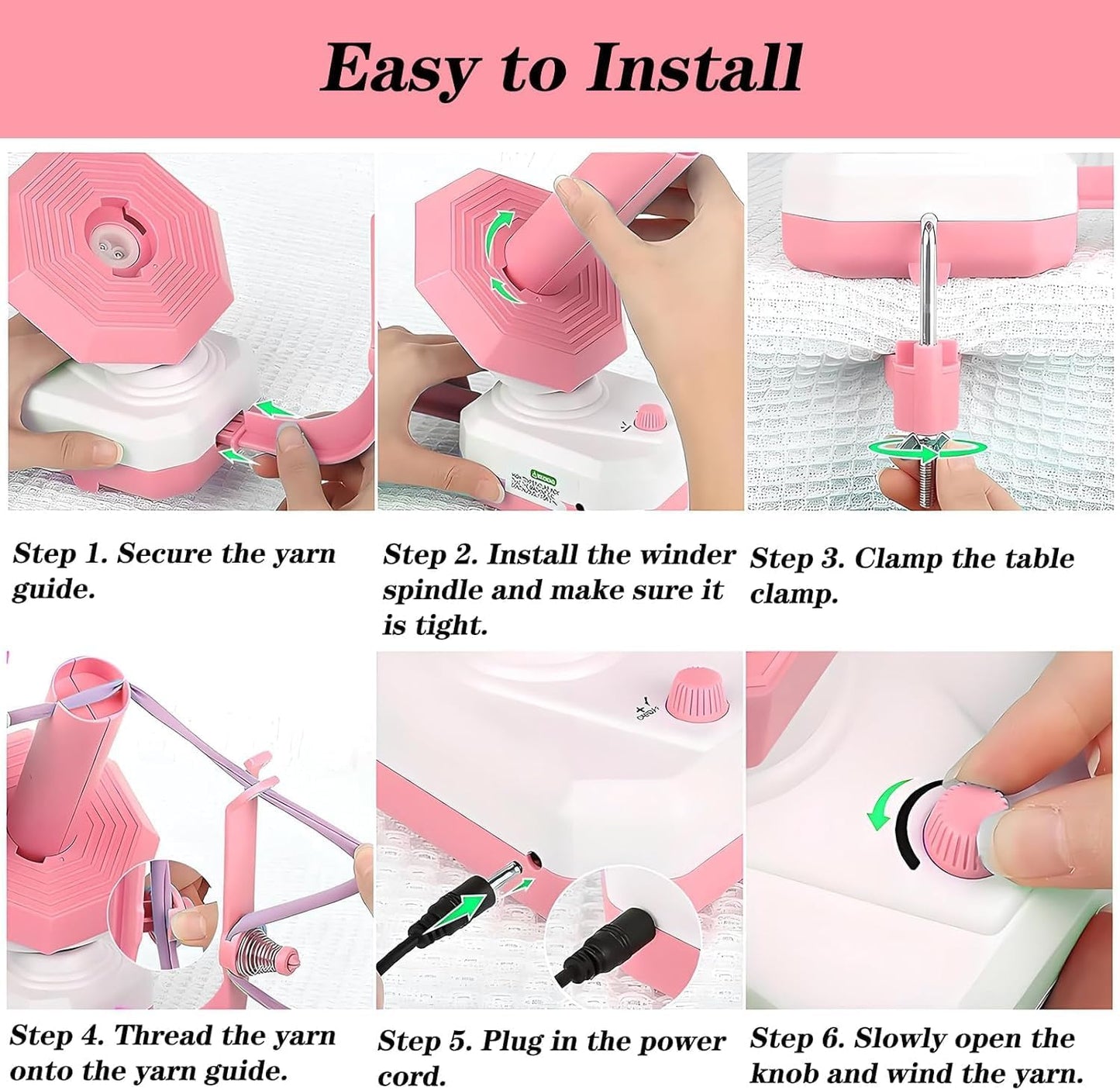 Zjyufy Yarn Winder Electric Yarn Ball Winder for Crocheting, 10oz Large Automatic Yarn Spinner Yarn Cake Winder with Stepless Speed Strong Tension, Pink