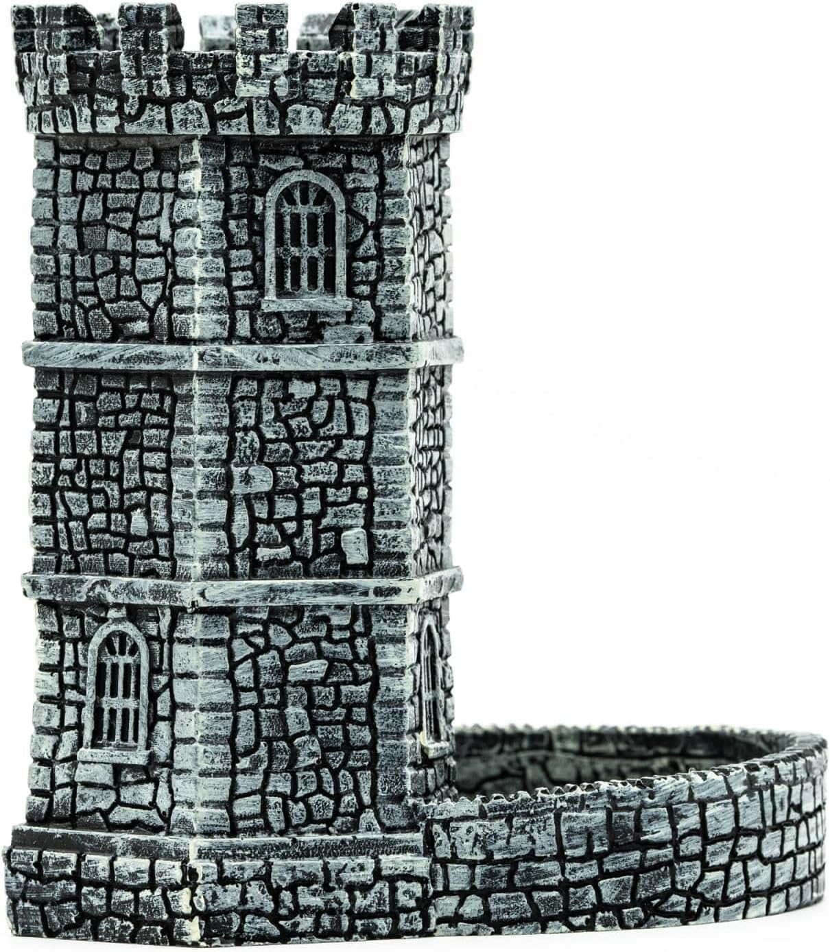 Dice Tower D&D Castle Dice Rolling Tower for Role Playing Game | Easy Roller Perfect for DND Tabletop Game and RPG (Grey)