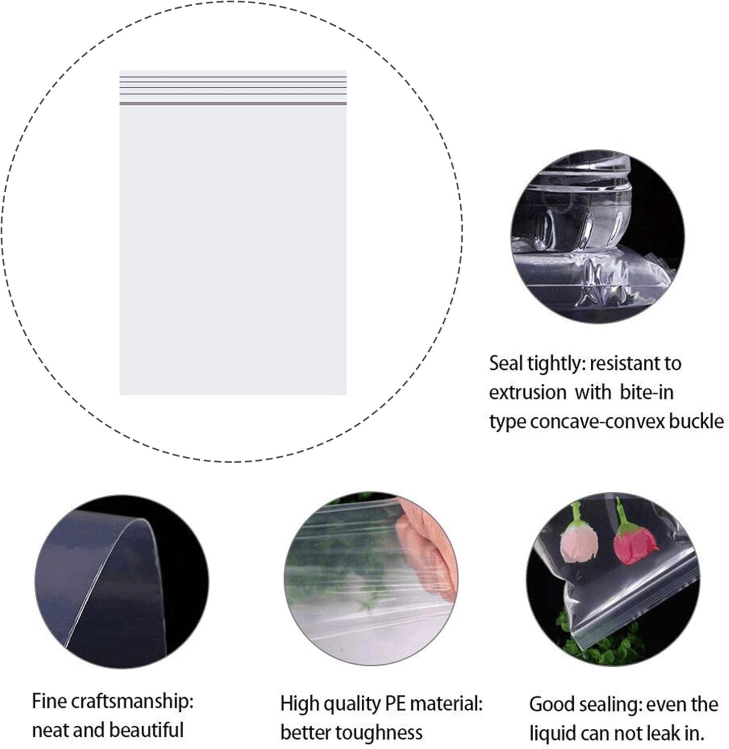 Clear Resealable Zipper Poly Bags - 300pcs, 5" x 7", Self-Lock Plastic Bags, Reclosable, 2 Mil A6 Cards Envelopes, Storage & Crafts, Candy Packaging (12 Sizes)