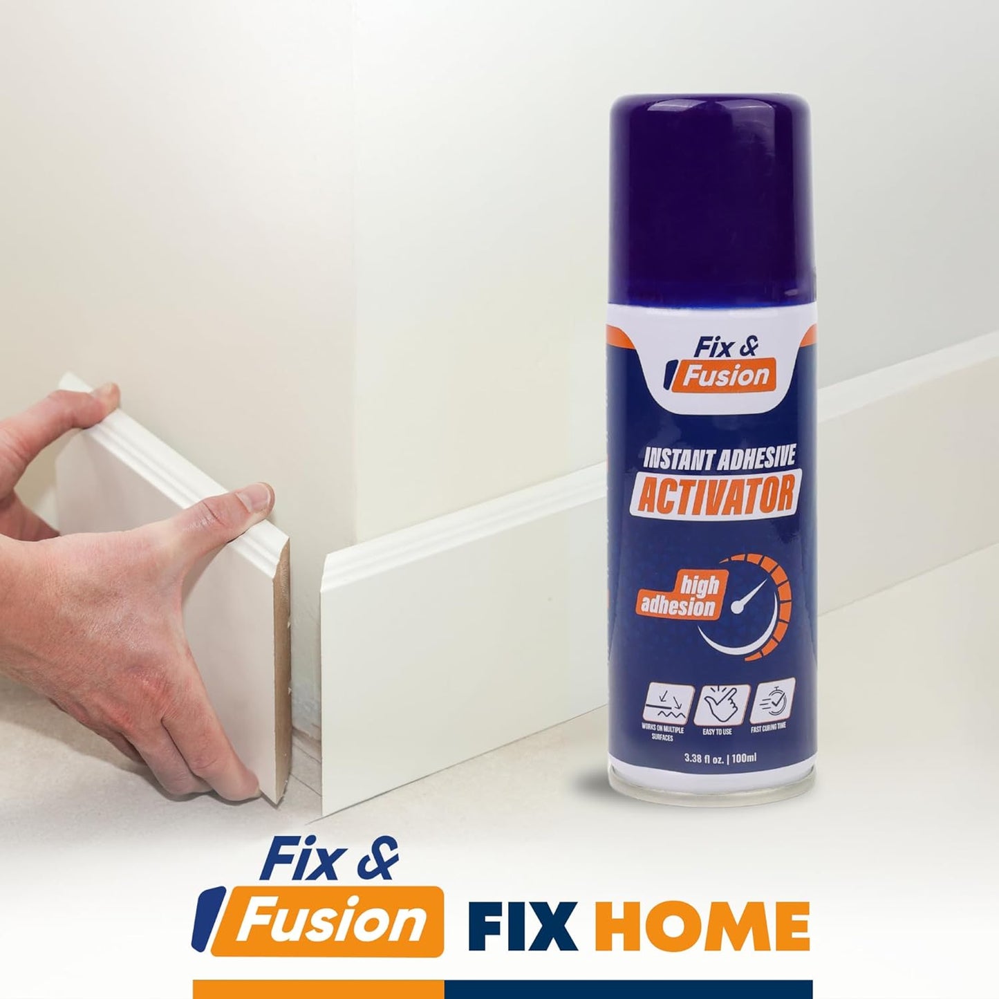 FIX & FUSION Activator Spray (3.38 Fl Oz), Instant Cure Accelerator for Cyanoacrylate (CA) Super Glue for Wood, Plastic, Rubber, Granite, and DIY & Professional, Accelerates Bonding Strength, (2 Pack)