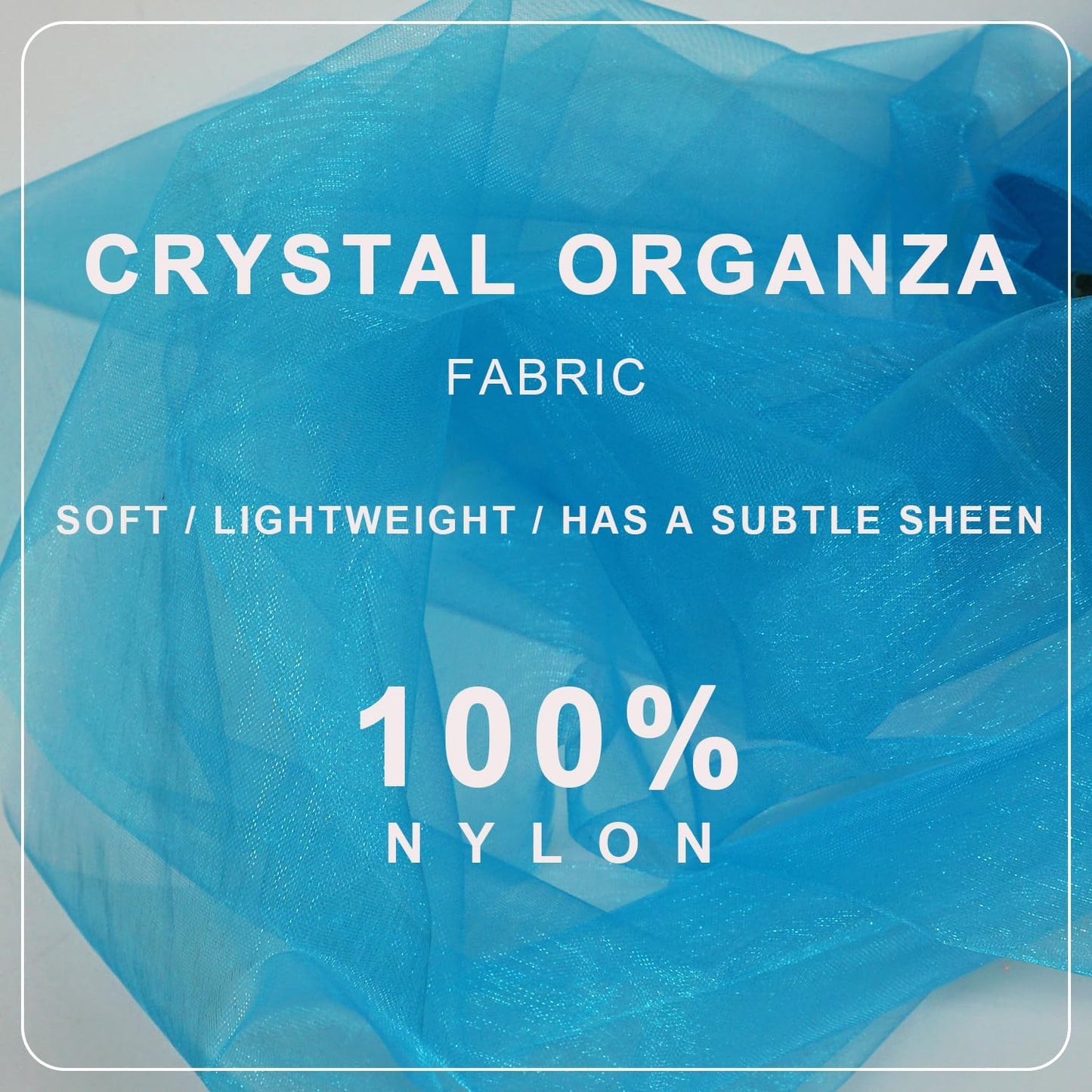 Organza Tulle Fabric Rolls, Crystal Organza 12" by 50 Yards (150 ft) Sheer Nylon Silky Shiny Netting Spool Bolt for DIY Craft Table Runner Wedding Baby Shower Party Decor (Turquoise)