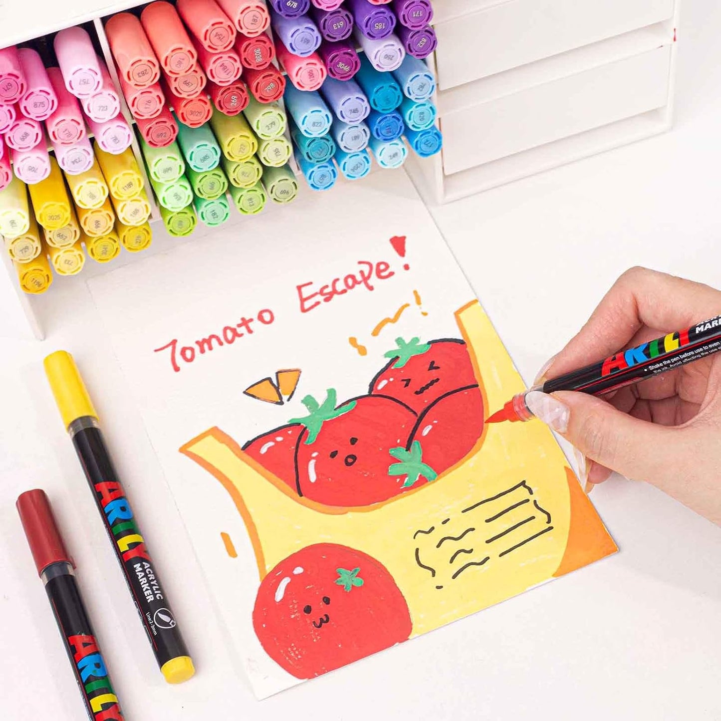 Acrylic Paint Markers, Acrylic Paint Pens, Fabric Markers for Textile, Rock, Glass, Wood, Paper, Ceramic, Canvas DIY Art Supplies Kit for Kids and Adults (12)