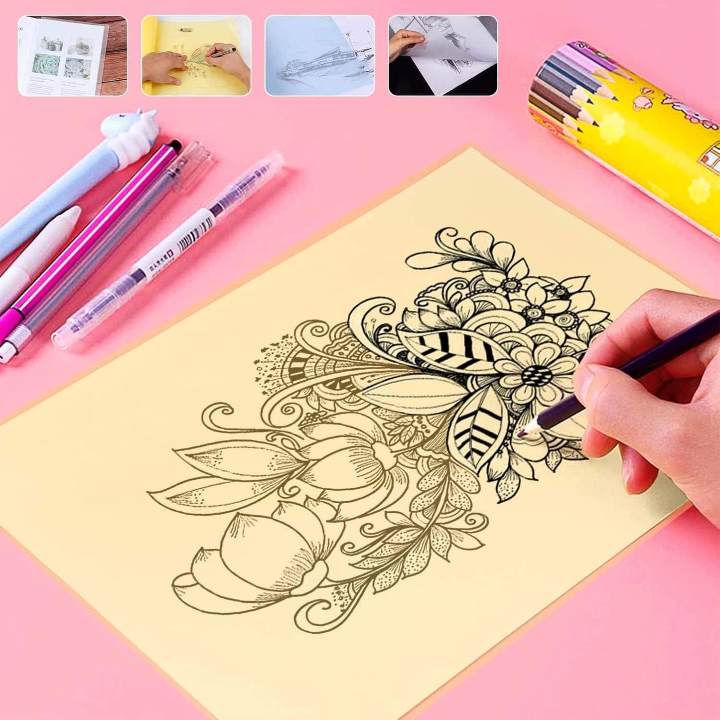 Colored Vellum Paper 8.5 x 11, Cridoz 9 Colors Transparent Clear Vellum Paper Translucent Tracing Paper Printable Vellum Drafting Sheets for Printing Drawing Ink Jet Laser Printer