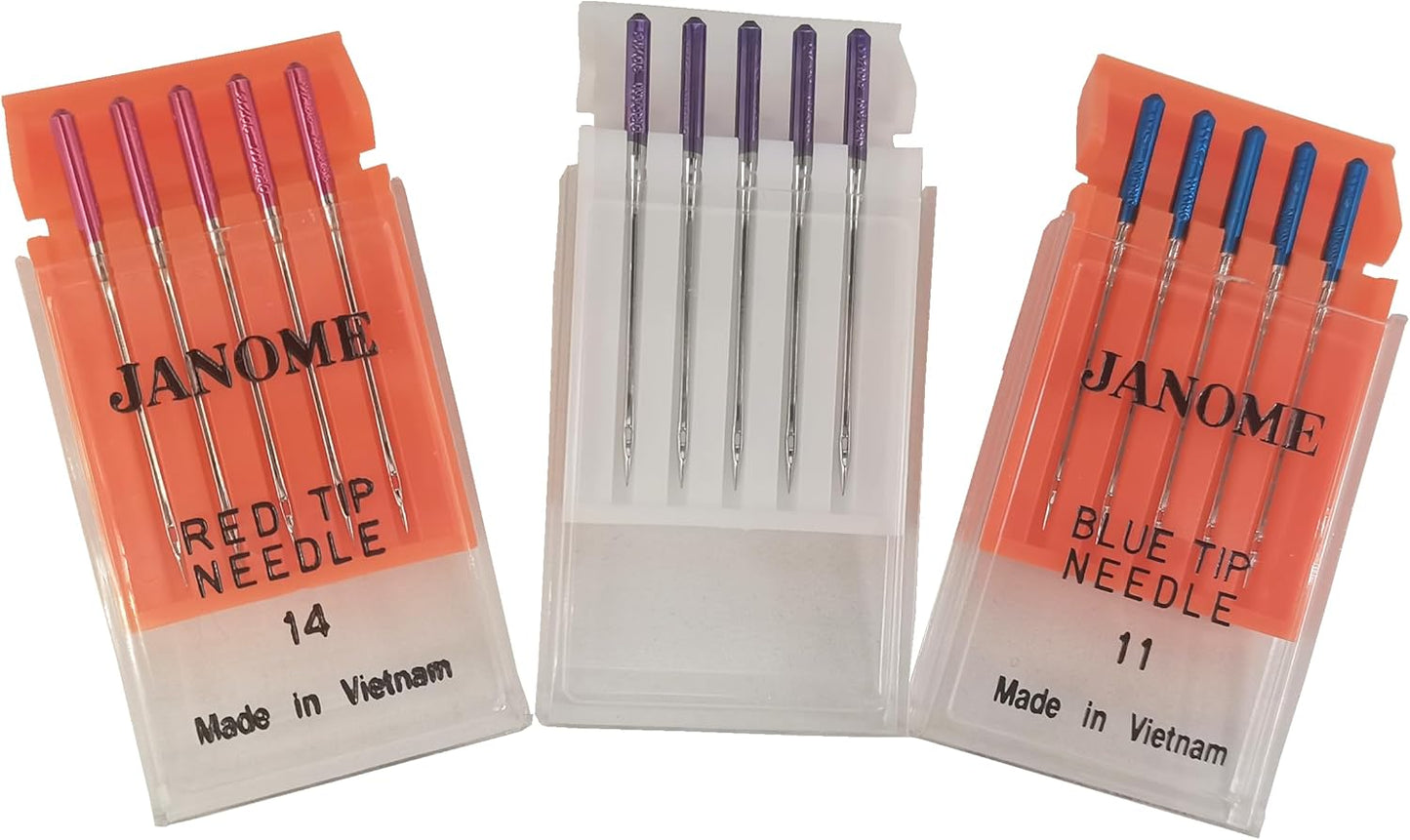 HONEYSEW Sewing Machine Blue Tip Needle Size 11 Purple Tip Needles Designed for Janome Stretch Size14