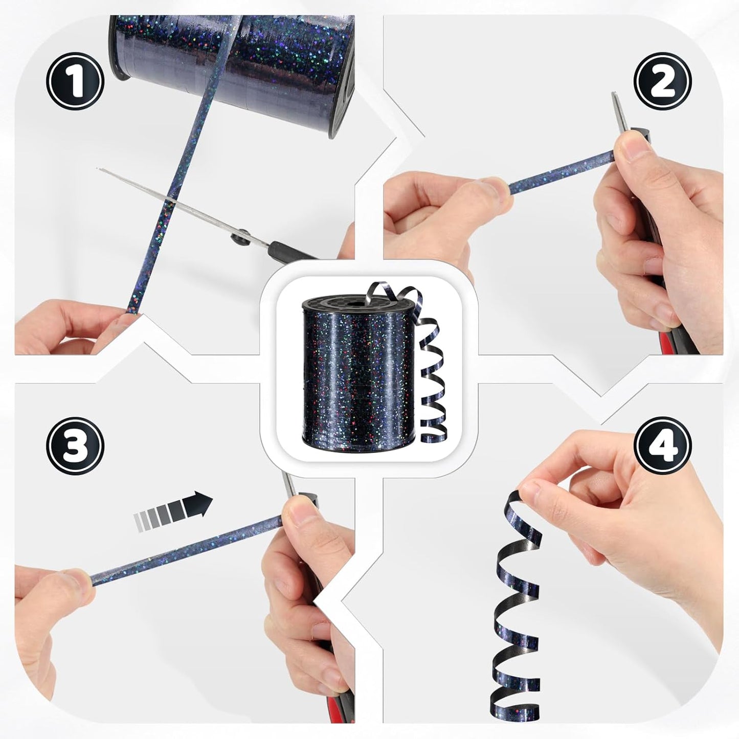 600 Yards Black Curling Ribbon 1/5 Inch Black Shiny Balloon String, Thin Curly Ribbon for Gift Wrapping, Art Crafts, Wedding Party, Florists, Christmas