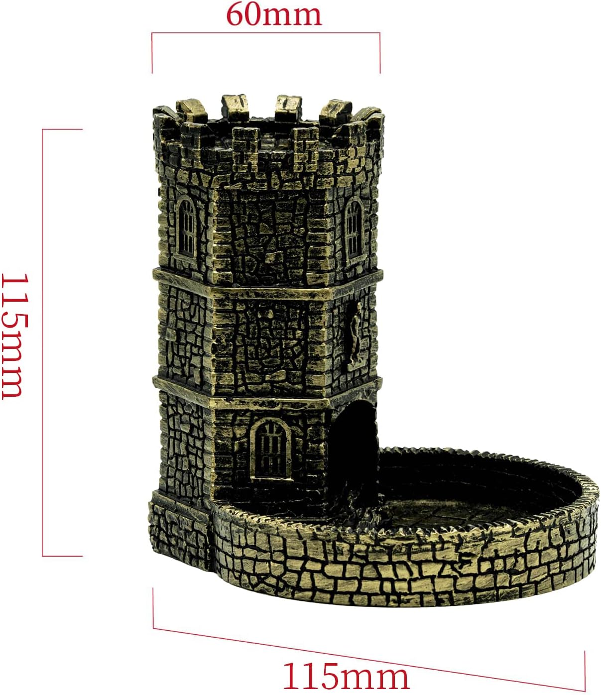 D&D Dice Tower, Castle Dice Rolling Tower for Role Playing Game | Easy Roller Perfect for DND Board Game and RPG (Ancient Golden)