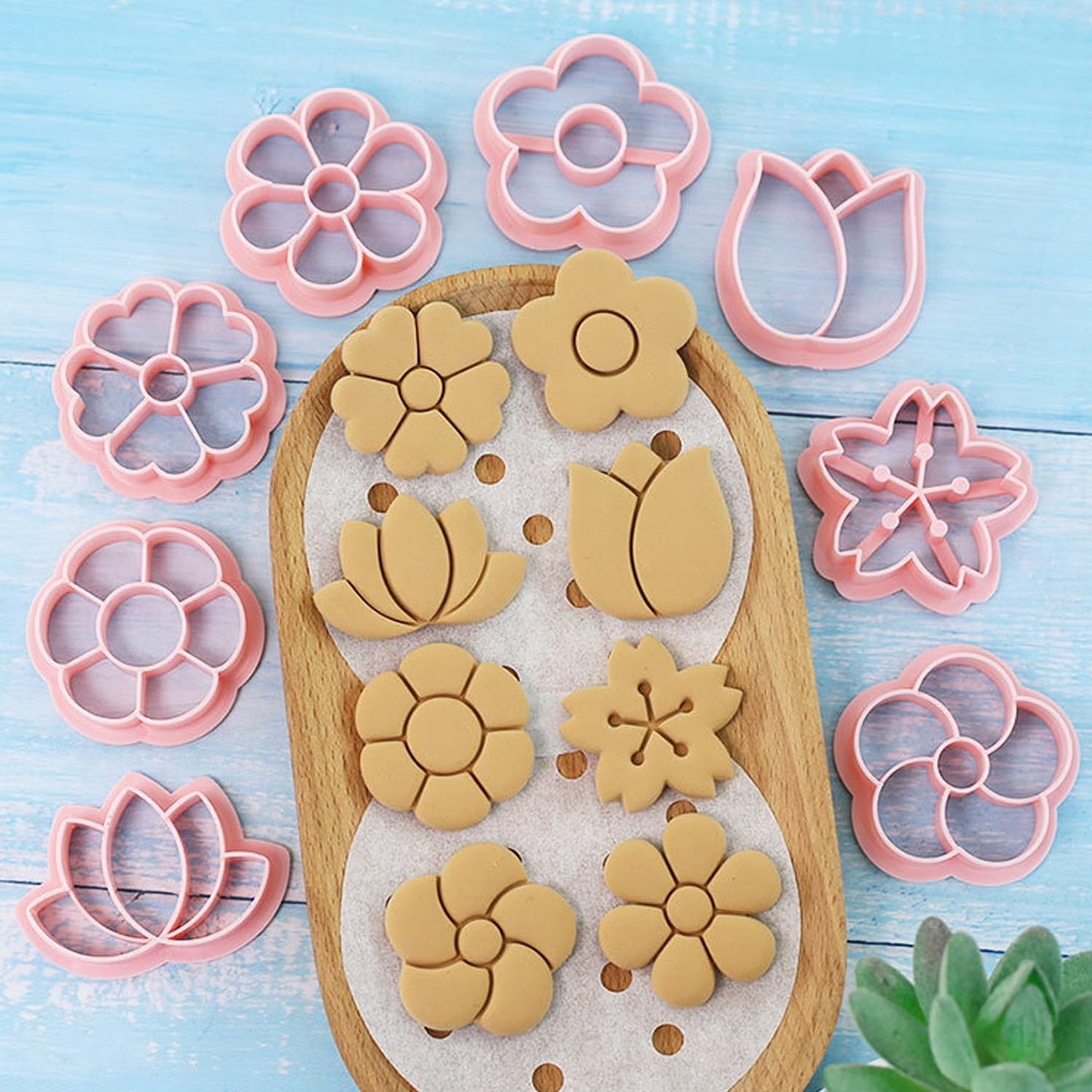 Flower Cookie Cutters Set, 3D Pressable Cookie Cutters Small Flower Biscuit Cutters Cake Baking Fondant Embosser Stamps Birthday Party DIY Cake Decorating Tools (flower)