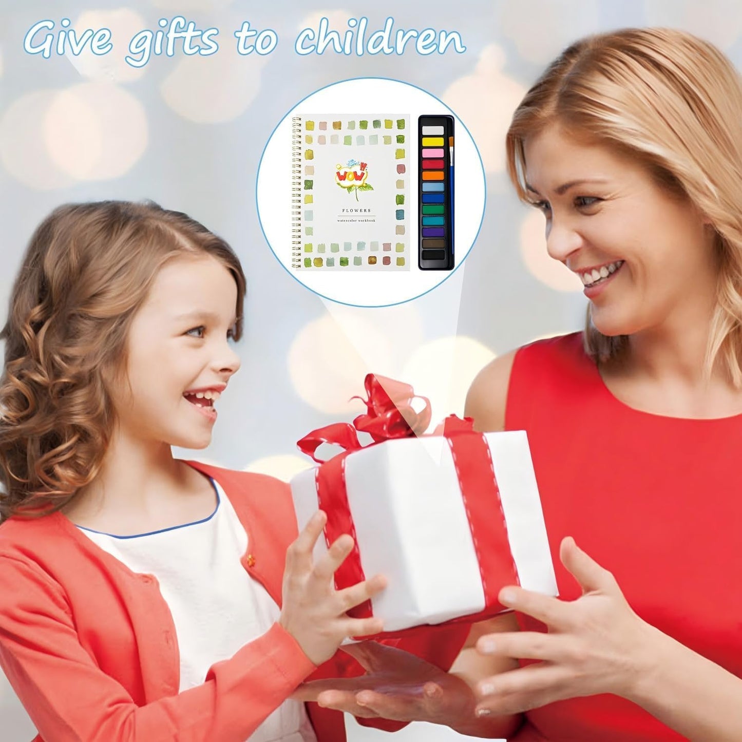 Beginner Watercolor Painting Kit Watercolor Workbook Coloring Book 12 Colors Paint Set with Brush,Easy Nature Scenes Beginner Friendly Watercolor Paint Set Gift for Adults Teens. (WINTER)