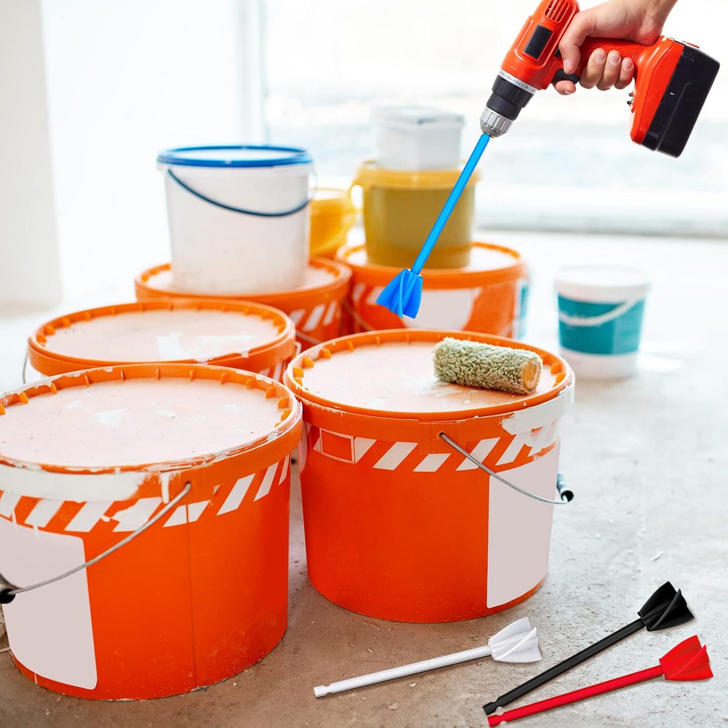 12 Pieces Epoxy Mixer Attachment for Drill Helix Paint Mixer Reusable Paint Stirrers Drill Attachment for Resin for Jewelry Resin Casting Molds (Red, Blue, Black, White)