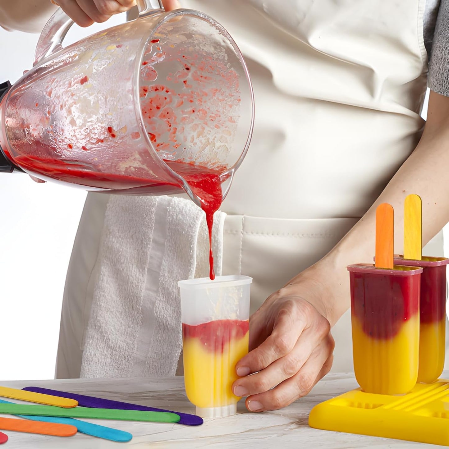 WISYOK 1500 Pcs 6 Inch Colored Jumbo Craft Stick, Wooden Rainbow Popsicle Sticks, Wide Lollipop Sticks, Ice Pop Sticks, Great for DIY Craft Creative Designs and Kids Education, Home Art Projects