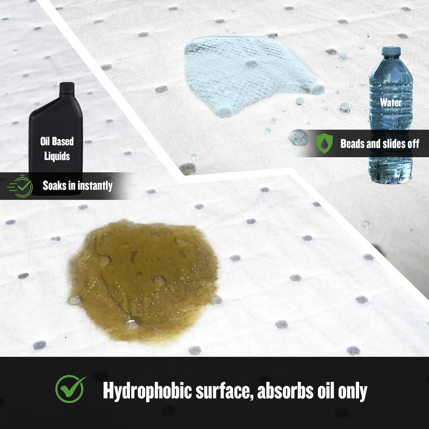 FLASHDRY Marine Oil & Fuel Spill Absorbent Pads - 100-Count Box, 17.5” x 13.5”, Water Repellent, Effective Spill Control, Marine Protection, High-Performance, Eco-Friendly, Tear Resistant