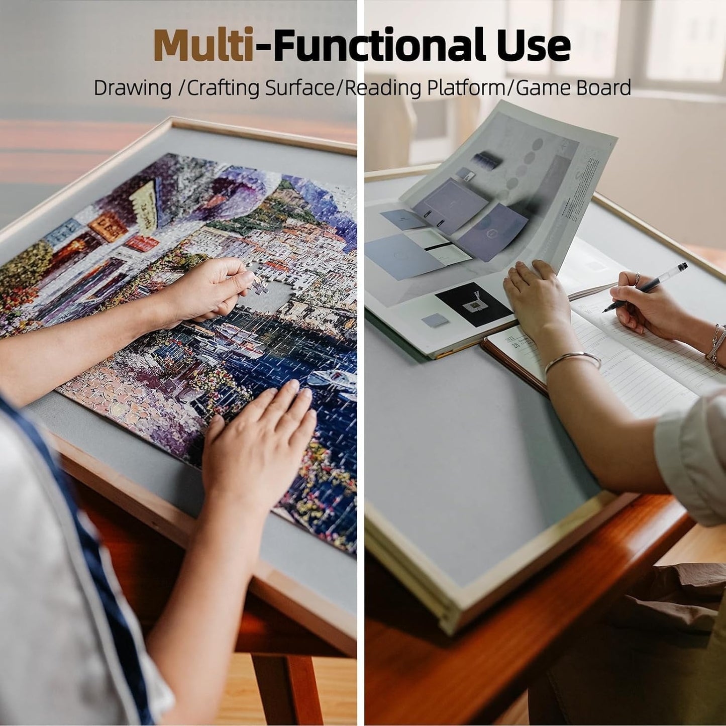 ALL4JIG 1500 Pieces 2-in-1 Tilting & Rotating Puzzle Board for Adults Gifts, Wooden Jigsaw Puzzle Table with 4 Drawers, Portable Board with Lazy Susan and Cover, 25.2" x 34.2"