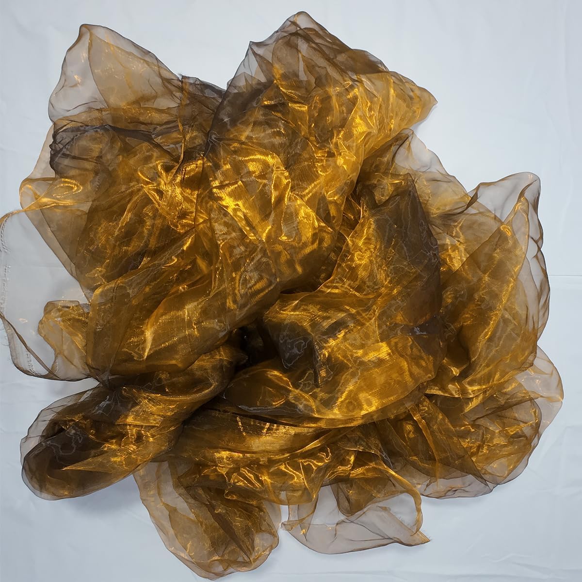 Two-Tone Iridescent Holographic Organza Fabric - 5.5 Yards | Lightweight Sheer Gauze Voile Tulle | for Dresses, Party Decor, DIY Crafts, Shiny Backdrops(Dull Gold)