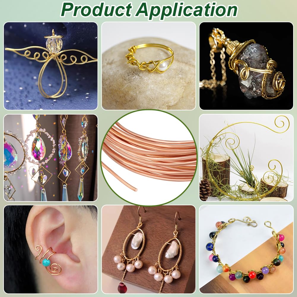 BENECREAT 32.81 Feet Solid Copper Wire, 14 Gauge Round Soft Pure Wire for Jewelry Making, Craft Gem Wrapping