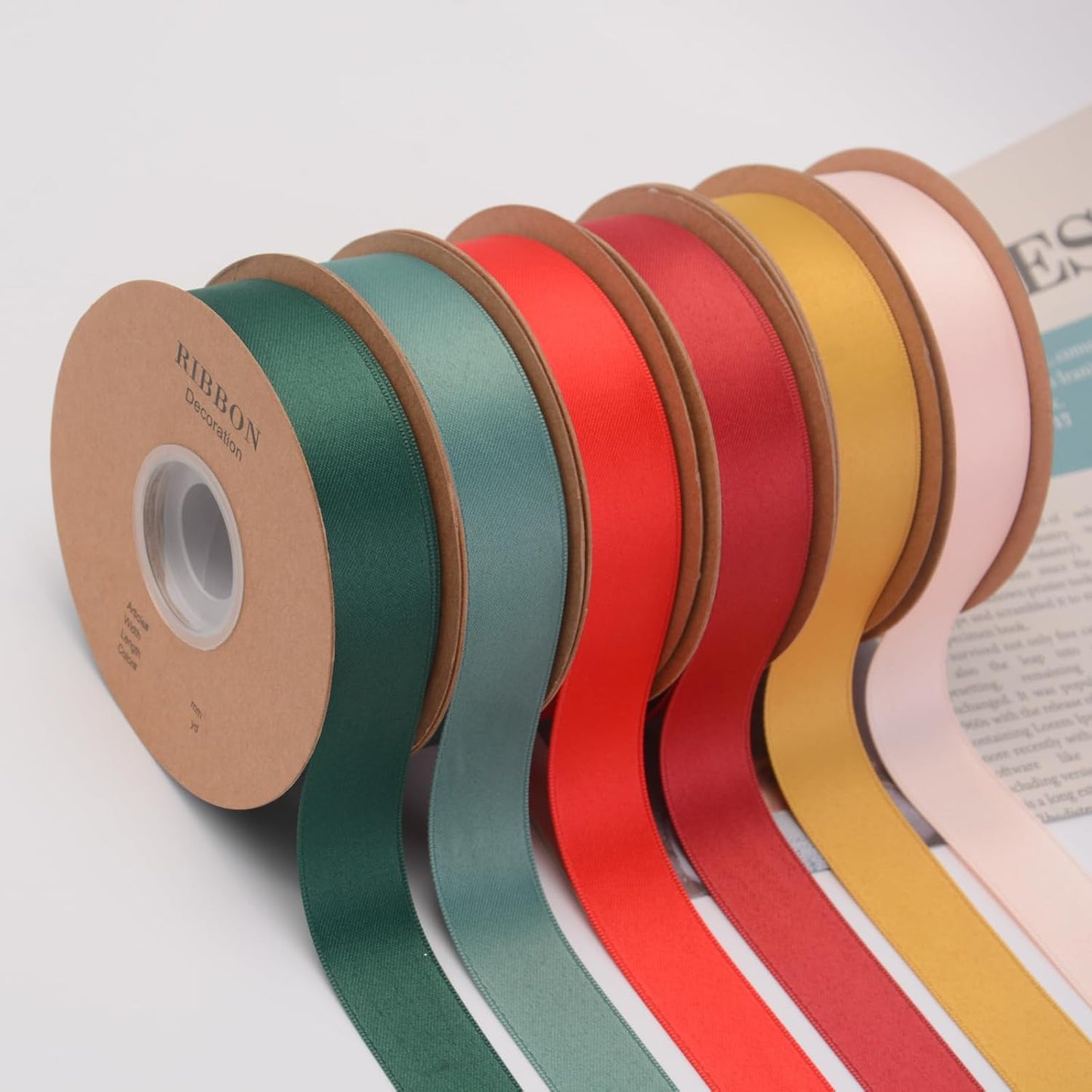 Double Side Satin Ribbon, Continuous 20 Yards,Use for Craft Bows Bouquet, Gift Wrapping, Wedding Decoration, Floral Arrangement (Yellow, 1/2 inch)