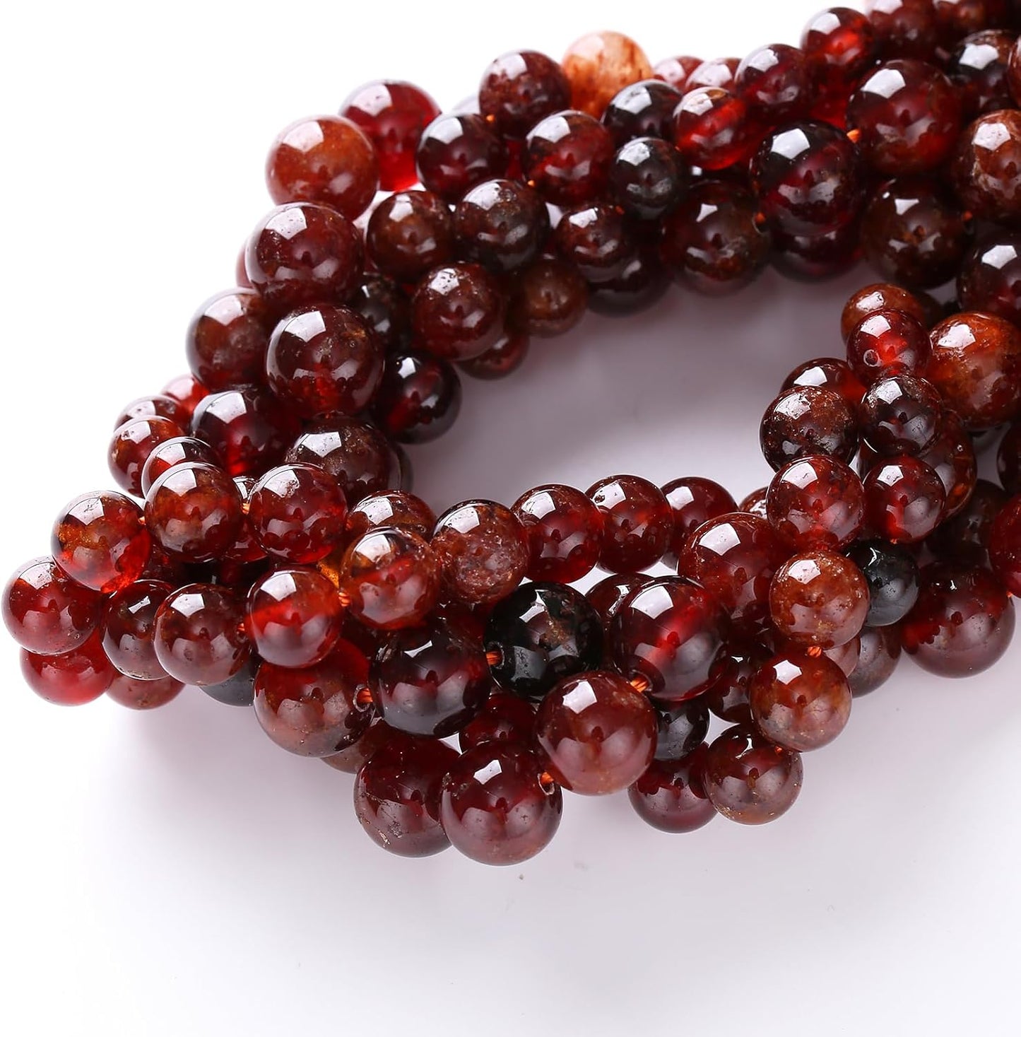 6MM 60PCS Natural Orange Garnet Beads Round Loose Beads for Jewelry Making DIY Necklace Accessories Energy Crystal Healing Power Bracelet
