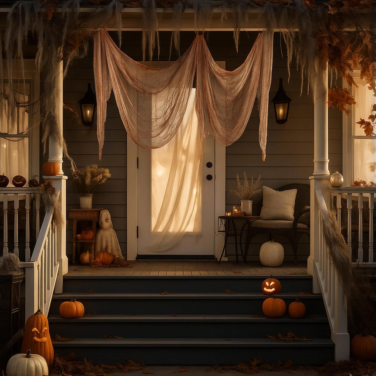 Boao Halloween Cheese cloth 70.87 x 196.85 Inch Light Bloody Cheesecloth Roll for Crafts Large Cotton Muslin Gauze Fabric for Halloween Outdoor & Indoor Spooky Decoration