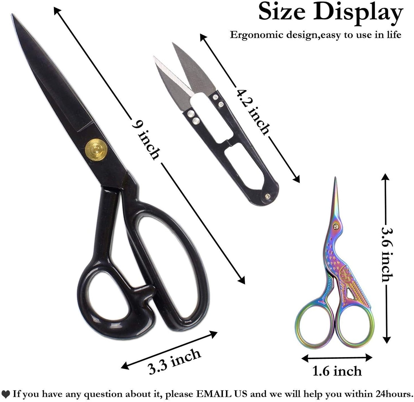 BIHRTC Sewing Scissors Stork Scissors for Fabric Scissors Heavy Duty Stainless Steel 9 Inch Professional Tailor Shears Set for Tailoring Sewing Dressmaking Quilting Sharp Scissor Pack of Tape Measure