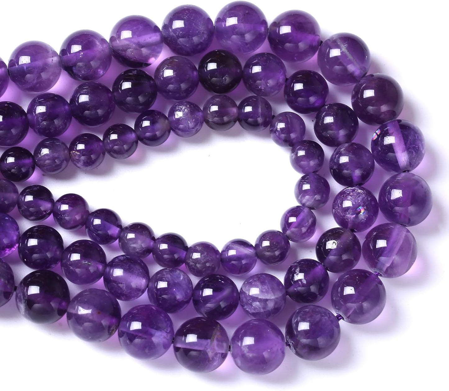 45pcs 8mm AAA Natural Amethyst Beads Crystal Energy Healing Power Stone Beadsfor Jewelry Making DIY Bracelet Necklace Accessories 15"