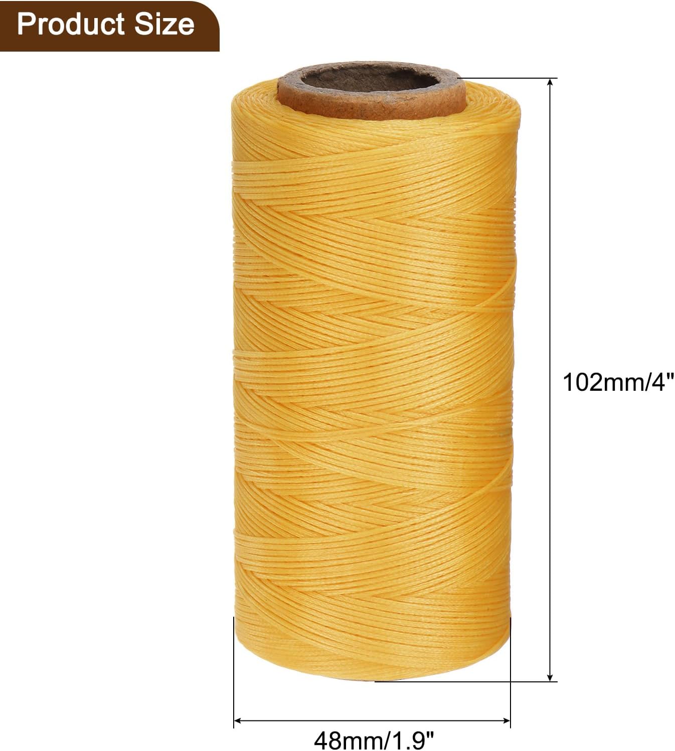 uxcell Leather Sewing Waxed Thread, 284 Yards / 260m 0.8mm 150D Flat Polyester All-Purpose Threads for Leather Crafts, Bookbinding, Gold