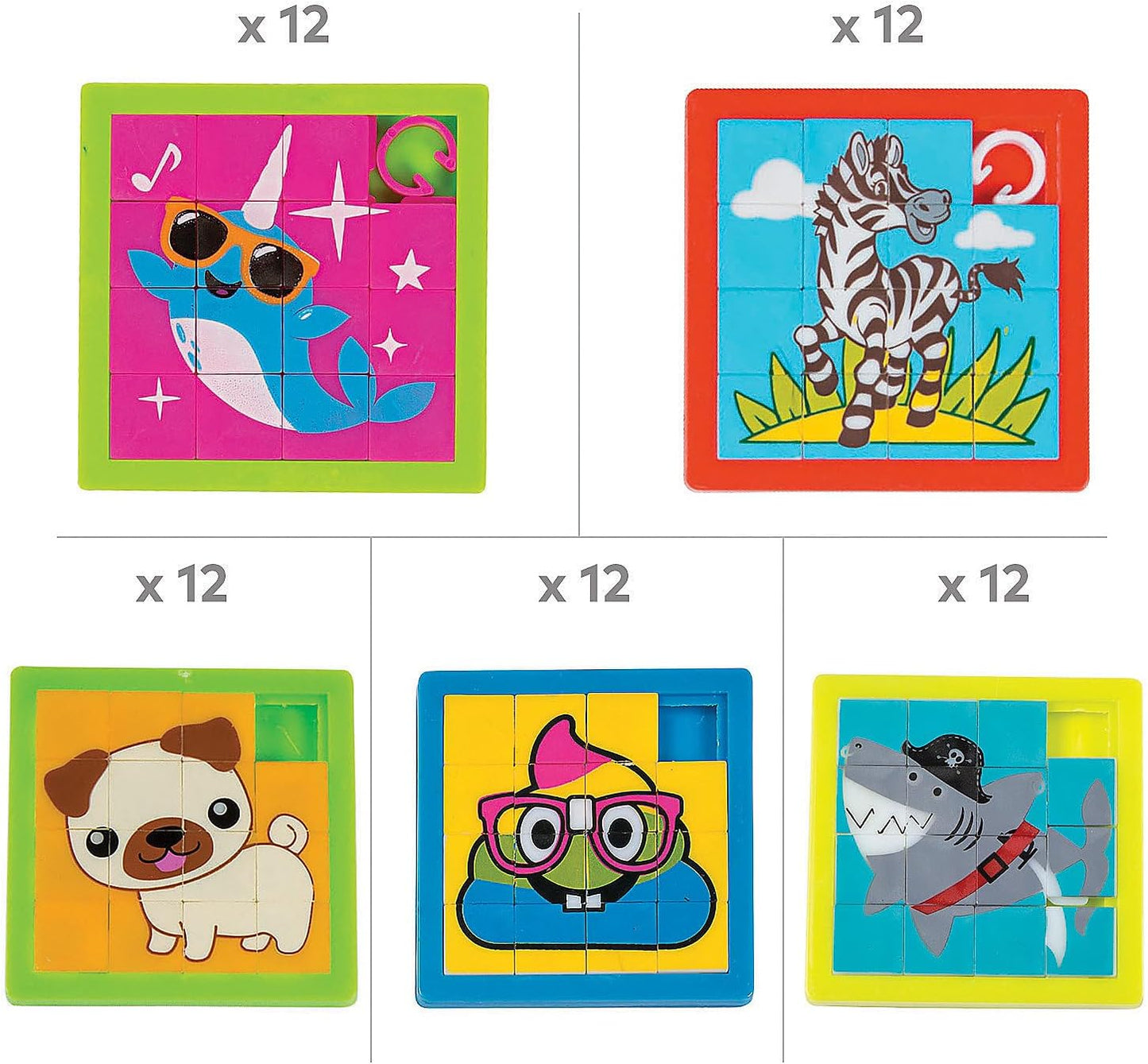 Fun Express Slide Puzzle Assortment Bulk 60 Pc