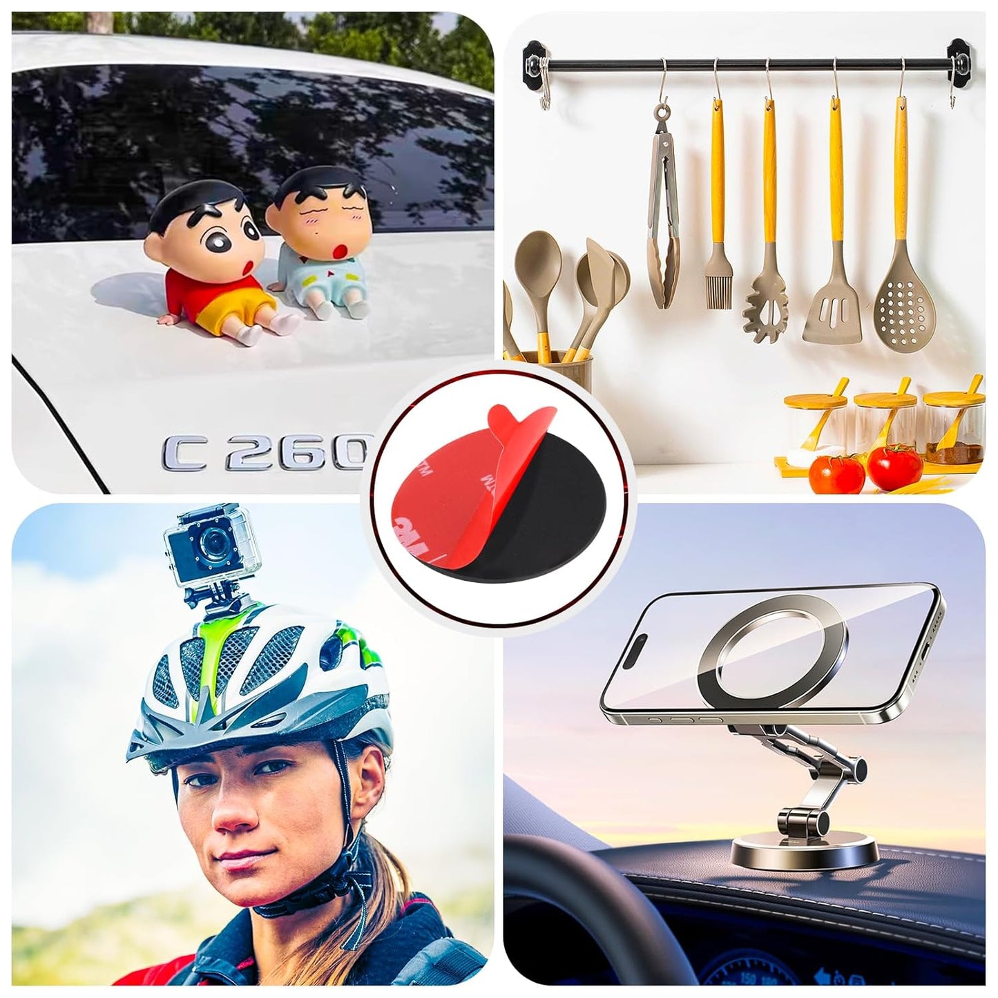 16 Pack 3M VHB 5952 Foam Tape, Double-Sided Heavy Duty Mounting Tape โ 1 Inch & 2 Inch, Square, Rectangle & Round Shapes, Waterproof & Heat Resistant, for Car, Home Decor & Outdoor Use