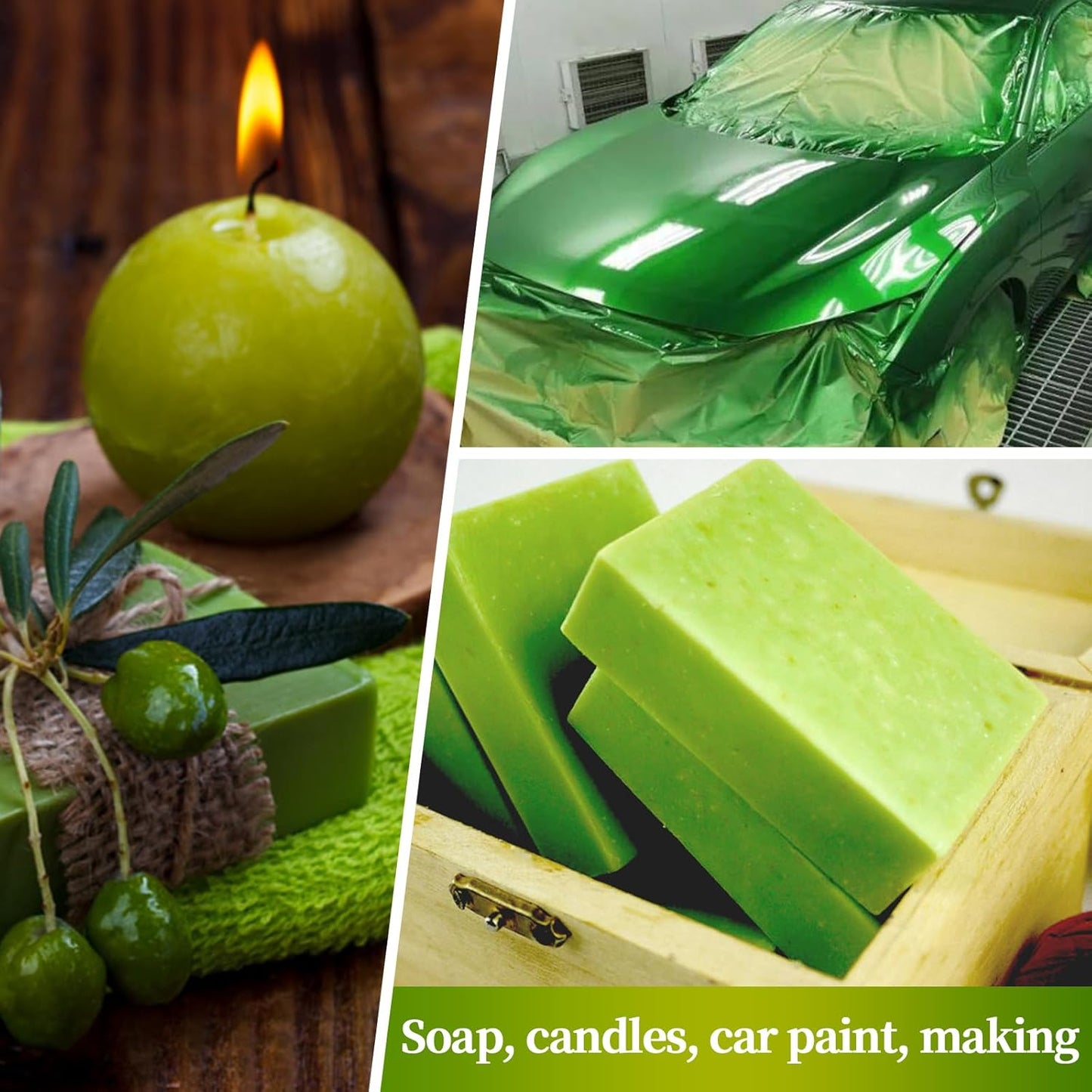 Dark Green Mica Powder, Natural Shimmer Mica Powder for Epoxy Resin/Candle/Soap/Lip Gloss/Slime/Quicksand/Bath Bombs/.Car Paint pigments.Candle Dye,Soap Making Dye(50g/1.7oz)