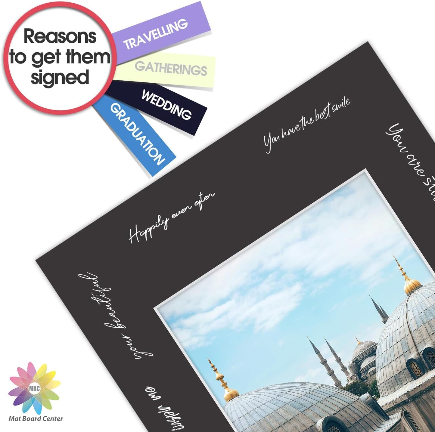 MBC MAT BOARD CENTER, 10 Pack 12x16 for 8x10 Black Picture Mats Frame Mattes, Bevel Cut, Acid Free, 4-ply Thickness