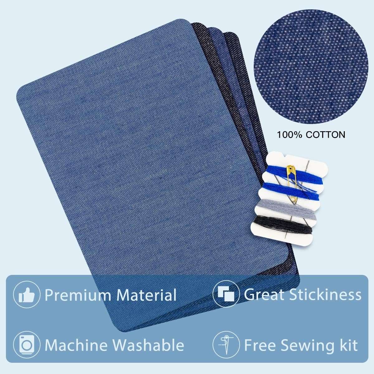 HTVRONT Iron on Patches for Clothes, 20PCS Iron on Patches for Jeans 3" by 4-1/4", 4 Shades of Cotton Denim Clothing Repair and Decoration Kit for DIY Repair, Crafting, Embellishment