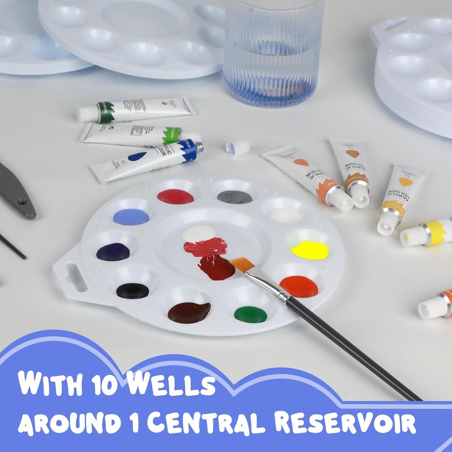 30Pcs Paint Tray Palettes, Plastic Paint Pallets with Hanging Hole for Kids or Students to Paints on School Project, Art Class or Have a Birthday Painting Part