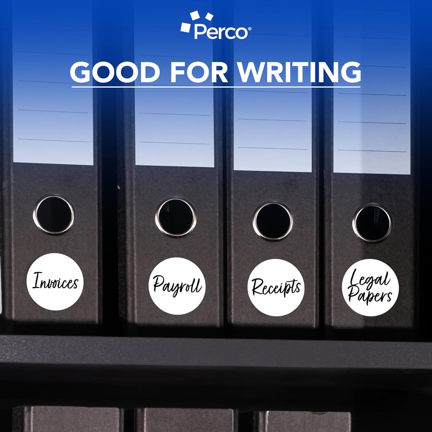 Perco White 3-Inch Round Circle Dot Sticker Labels with Easy Peel Perforation - 500 Labels per Roll - Strong Adhesion, Vibrant Colors for Organizing, Crafting & More - Made in USA