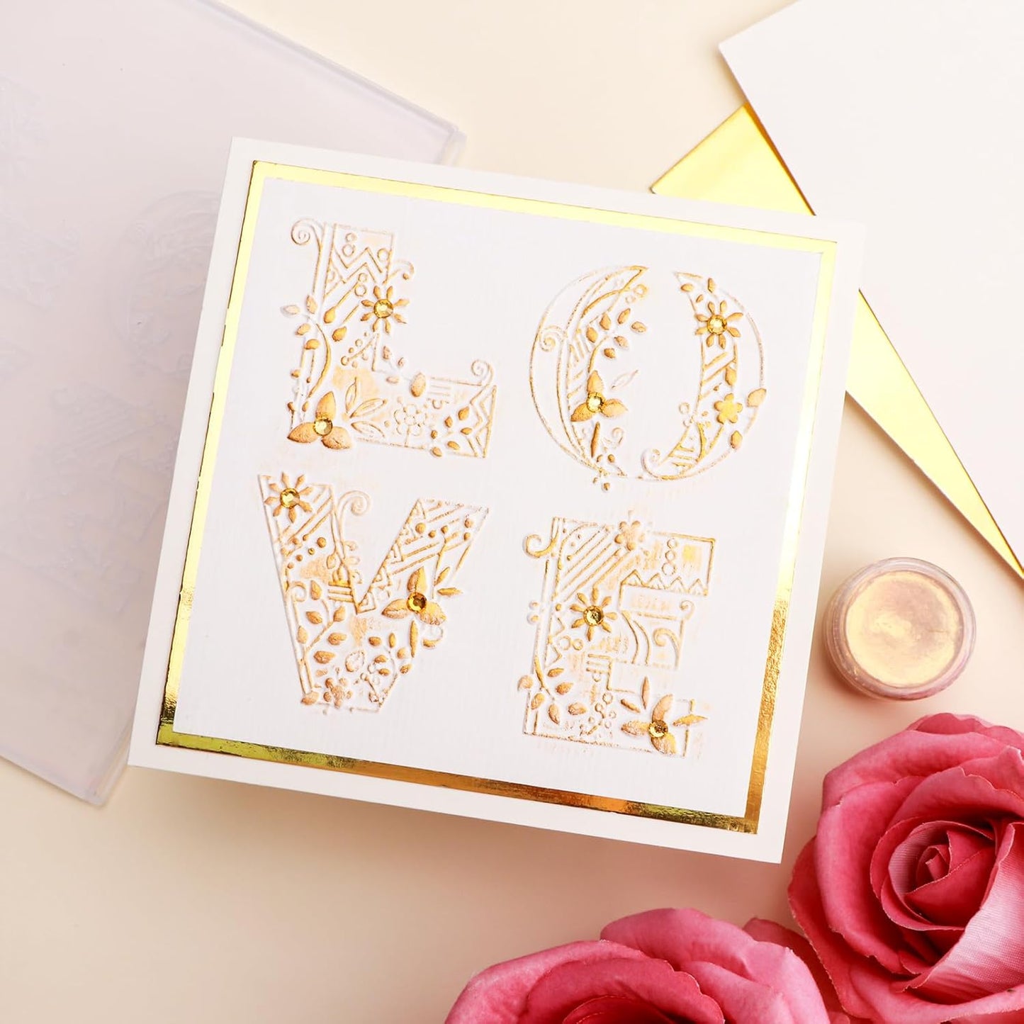 BAOFALI 3D Embossing Folder for Card Making,Love Plastic Texture Fades Embossing Folder Template for Scrapbooking Cardstock Album DIY Decoration Paper Crafting 6.3x4.5inch