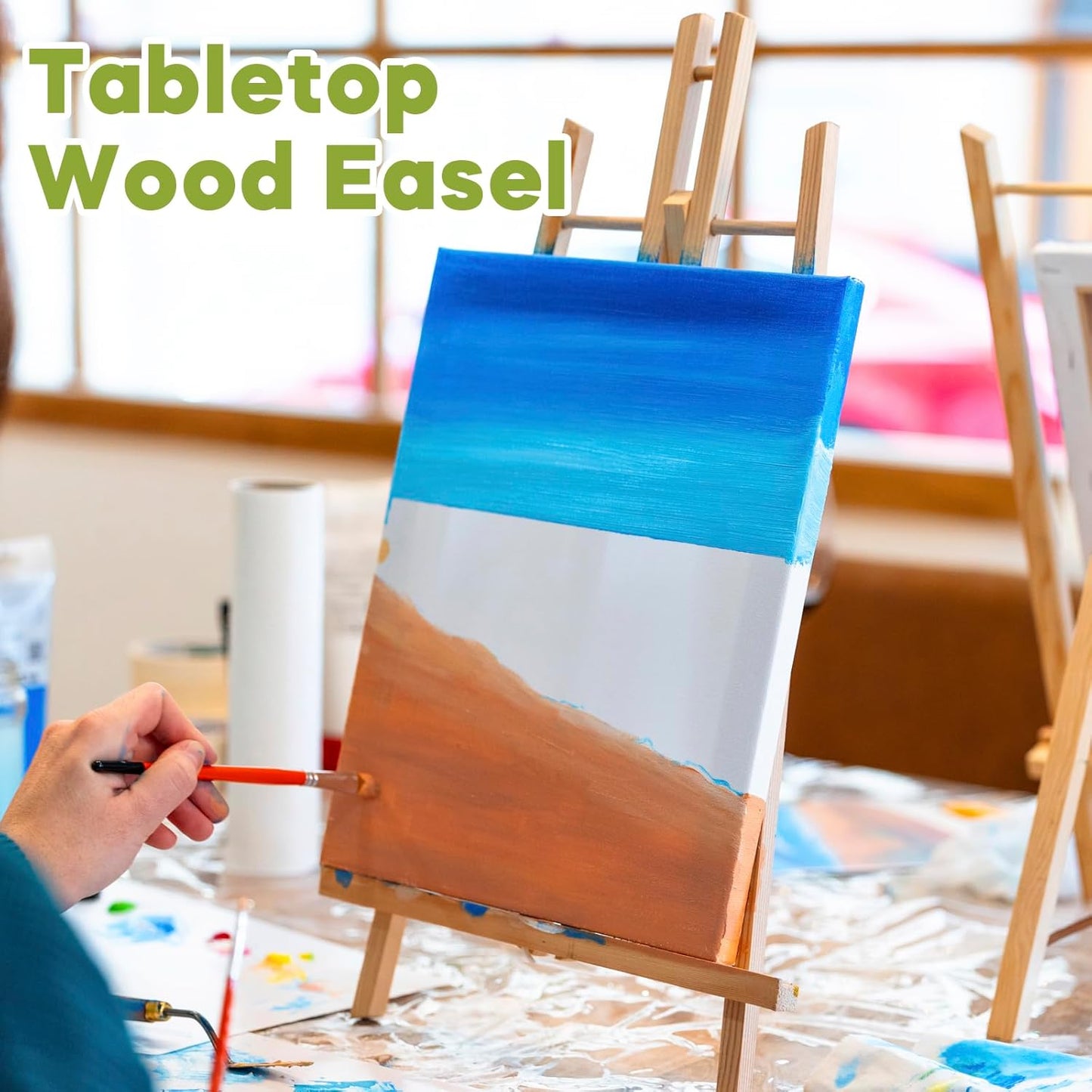 CONDA 8 Pack 16" Tabletop Display Easel, Portable A-Frame Tripod Display Easel for Painting Party & Displaying Canvases, Photos, Display Tripod Holder Stand for Students Kids Beginners