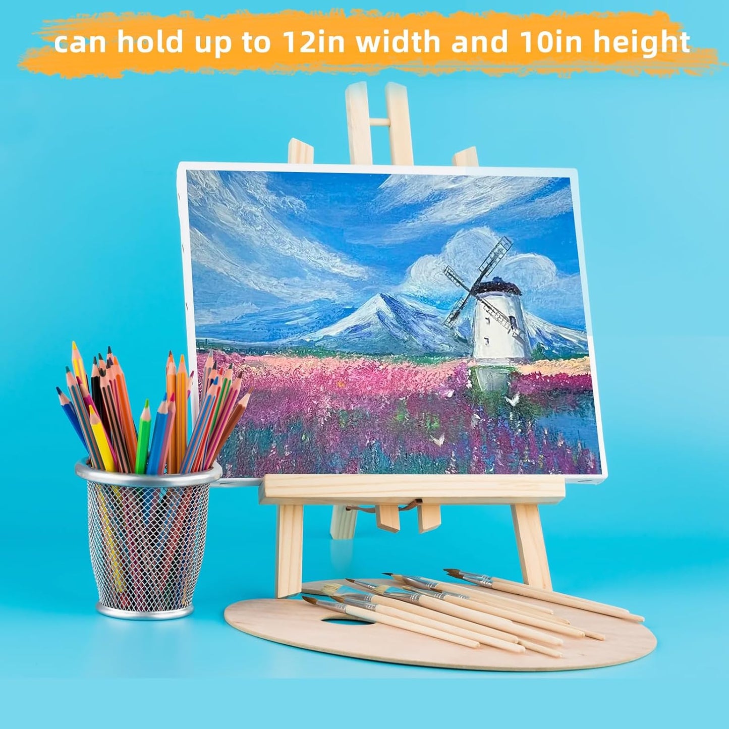 10 Pack 11.8" Wooden Easel, Easel Stand for Painting, Tabletop Easel for Artist/Students/Beginners, Portable Canvas Photo Picture Sign Holder