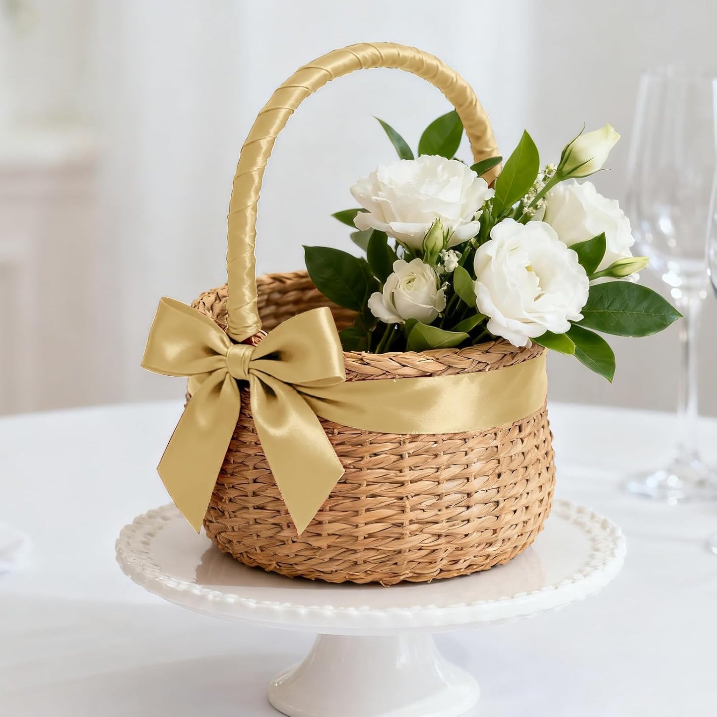 1-1/2 Inch 100 Yards Satin Ribbon Light Gold, Solid Color Fabric Ribbon for Gift Wrapping, Wedding, Polyester Gift Ribbon for Birthday Party Decoration, Craft, Hair, Floral, Sewing