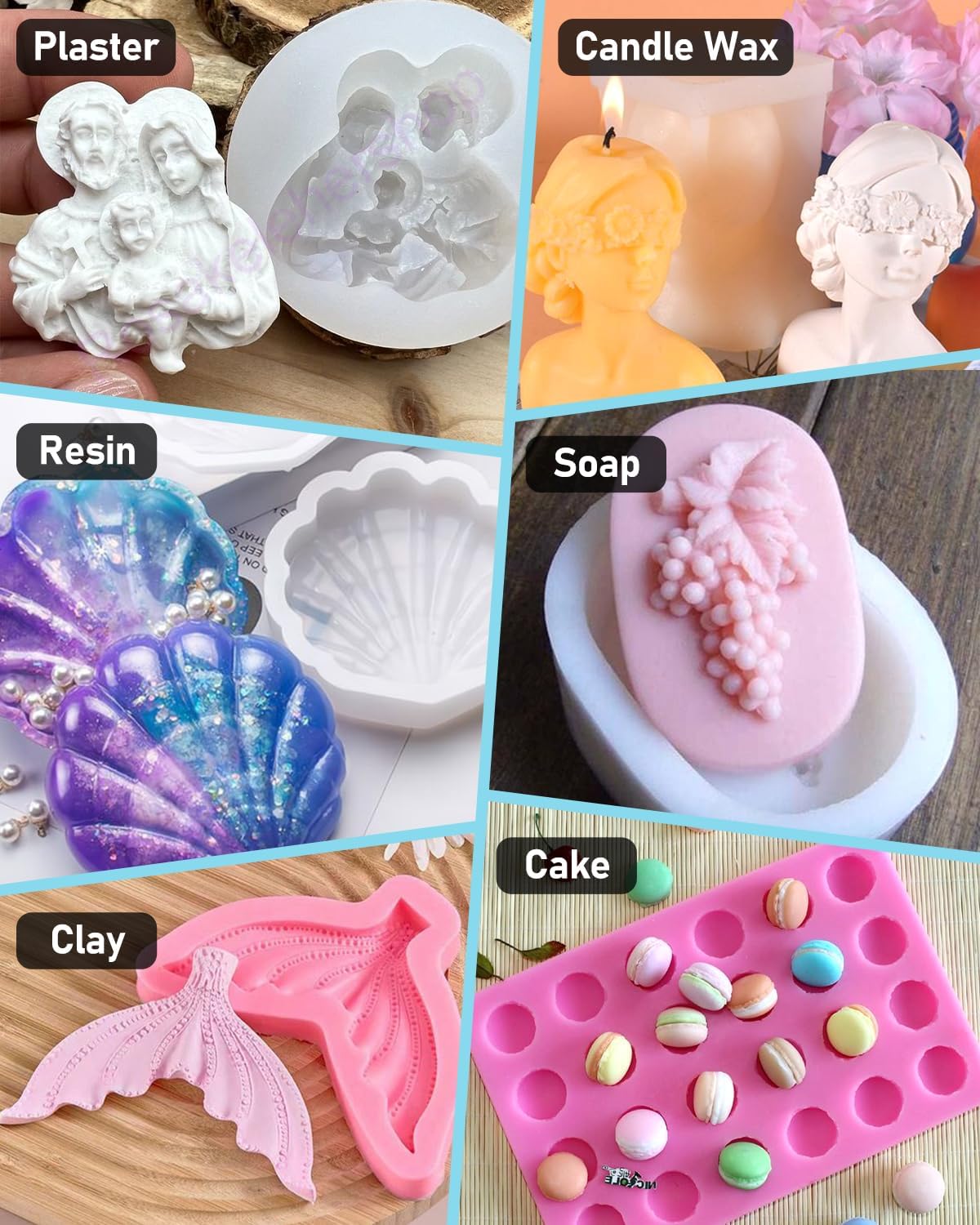 Nicpro 80oz Silicone Mold Making Kit, 15A Platinum Liquid Silicone Rubber, Flexible Silicone Molds Maker Mix Ratio 1:1 for Casting 3D Resins Candle Soap Molds DIY with Gloves, Sticks, Mixing Cups