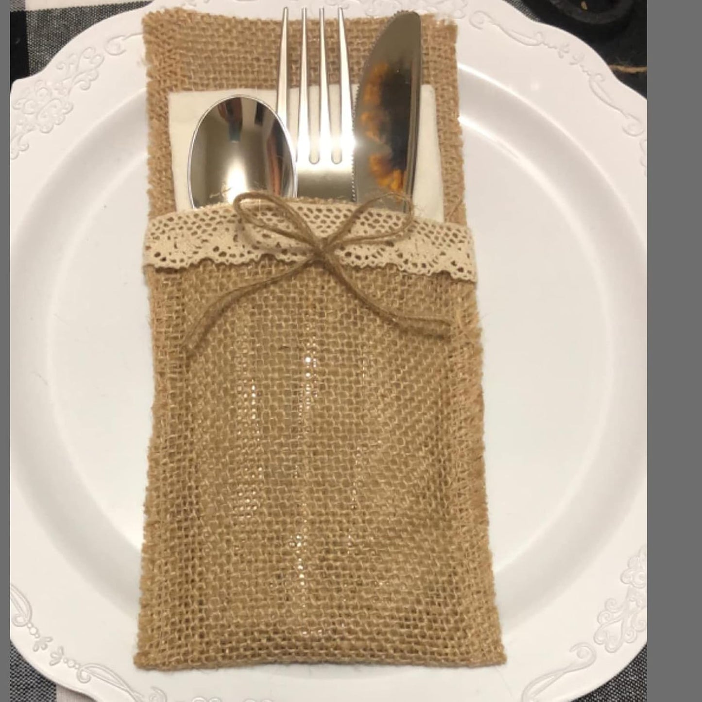 KINJOEK 4 Inch Wide 11 Yards Burlap Ribbon, Natural Jute Fabric Ribbon Crafts Ribbon for Christmas Wedding Gifts Burlap Fabric DIY for Decoration