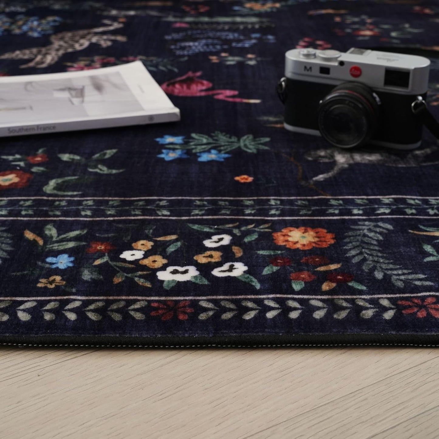 Rugcomf Runners for Kitchen Non Slip 2'x10' Long Washable Runner Rugs with Rubber Backing Soft Floral Animal Carpet Runner for Kitchen, Laundry, Bedroom, Bathroom (Blue)