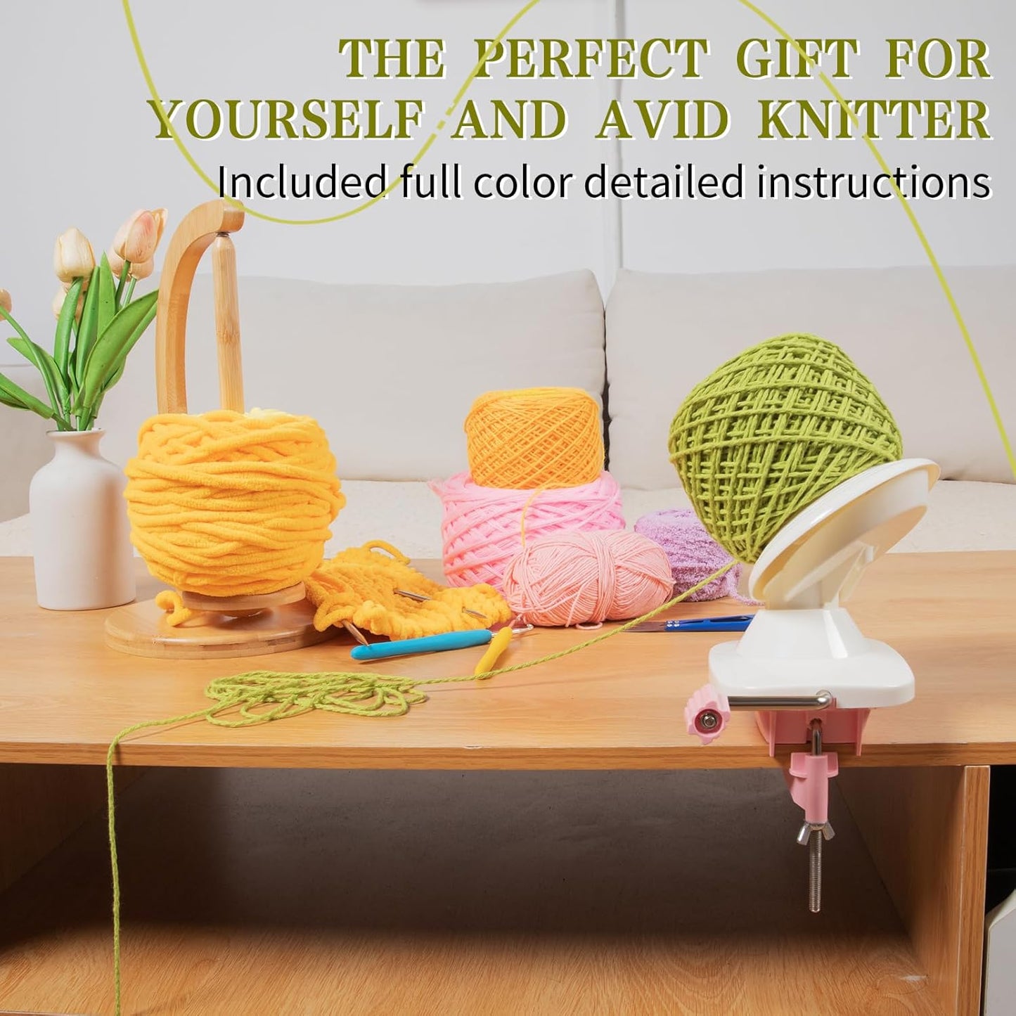 SPEENSUN Yarn Winder for Crocheting, Yarn Spinner, 3.5 OZ Easy-to-Install and Efficiently Yarns Cake Winder with Lower Noise for Yarns Below Size 5, Best for Crochet and Knitting Lover