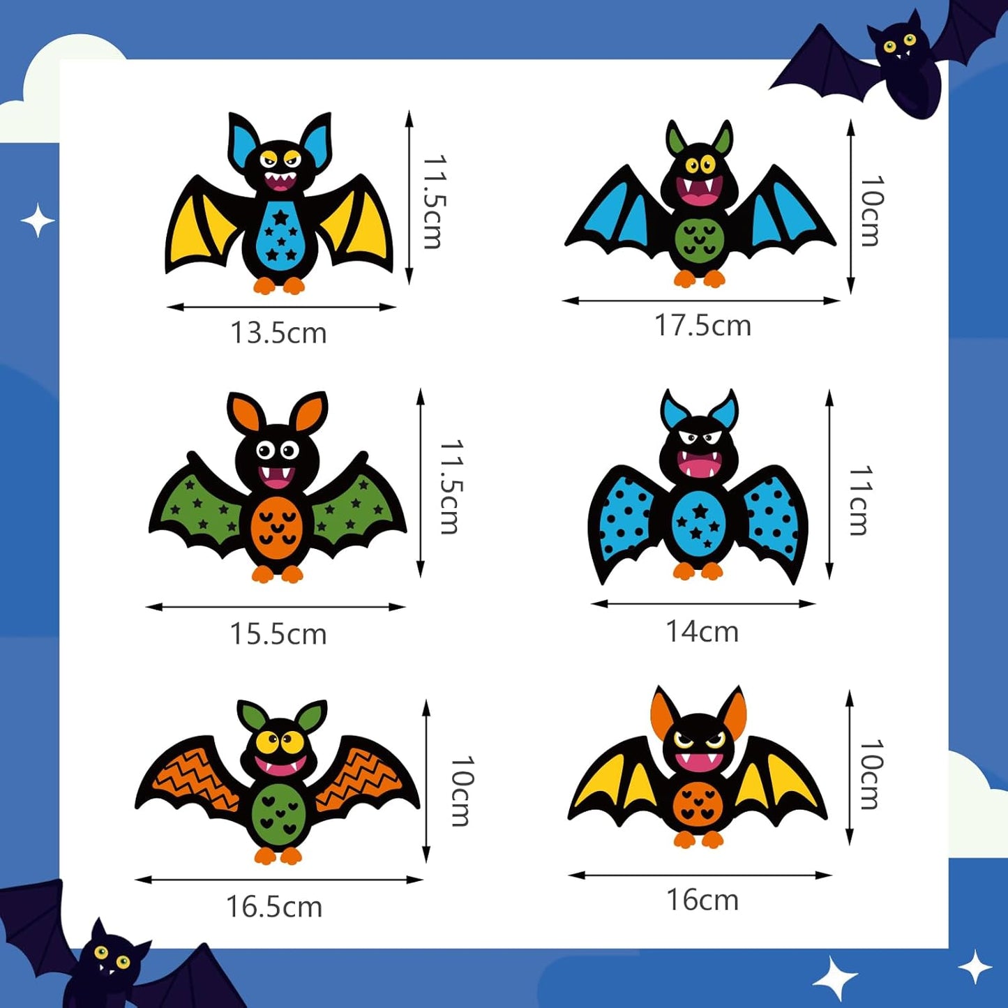 Fennoral 12 Pack Bat Crafts for Kids Bat Crafts Kits Make You Own Bat Foam Stickers Ornament DIY Arts and Crafts for Kids Girls Boys Halloween Party Supplies Halloween Decoration