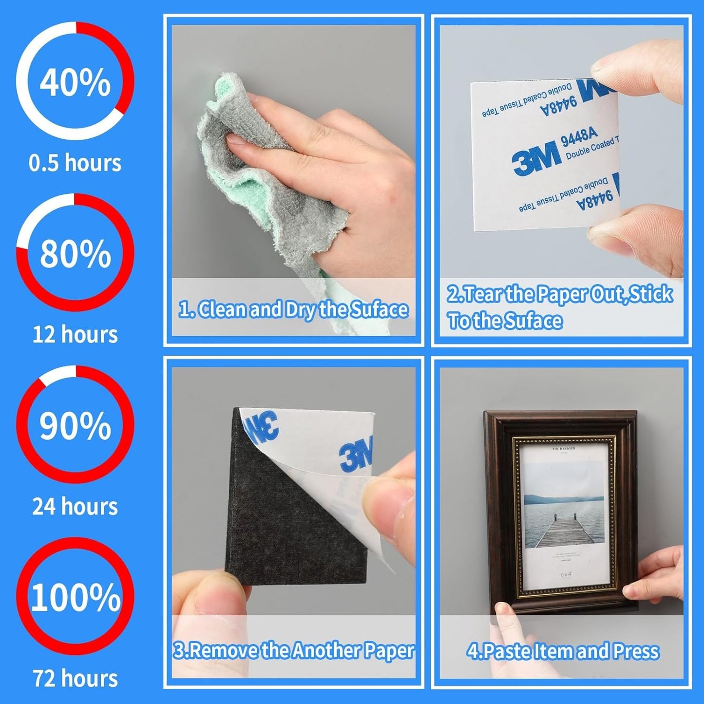 UPINS Double Sided Foam Tape, Strong Sticky Double Sided Foam Pads for Crafts Self-Adhesive Mounting Foam Tape Heavy Duty for Home Wall Decor (60, Black)