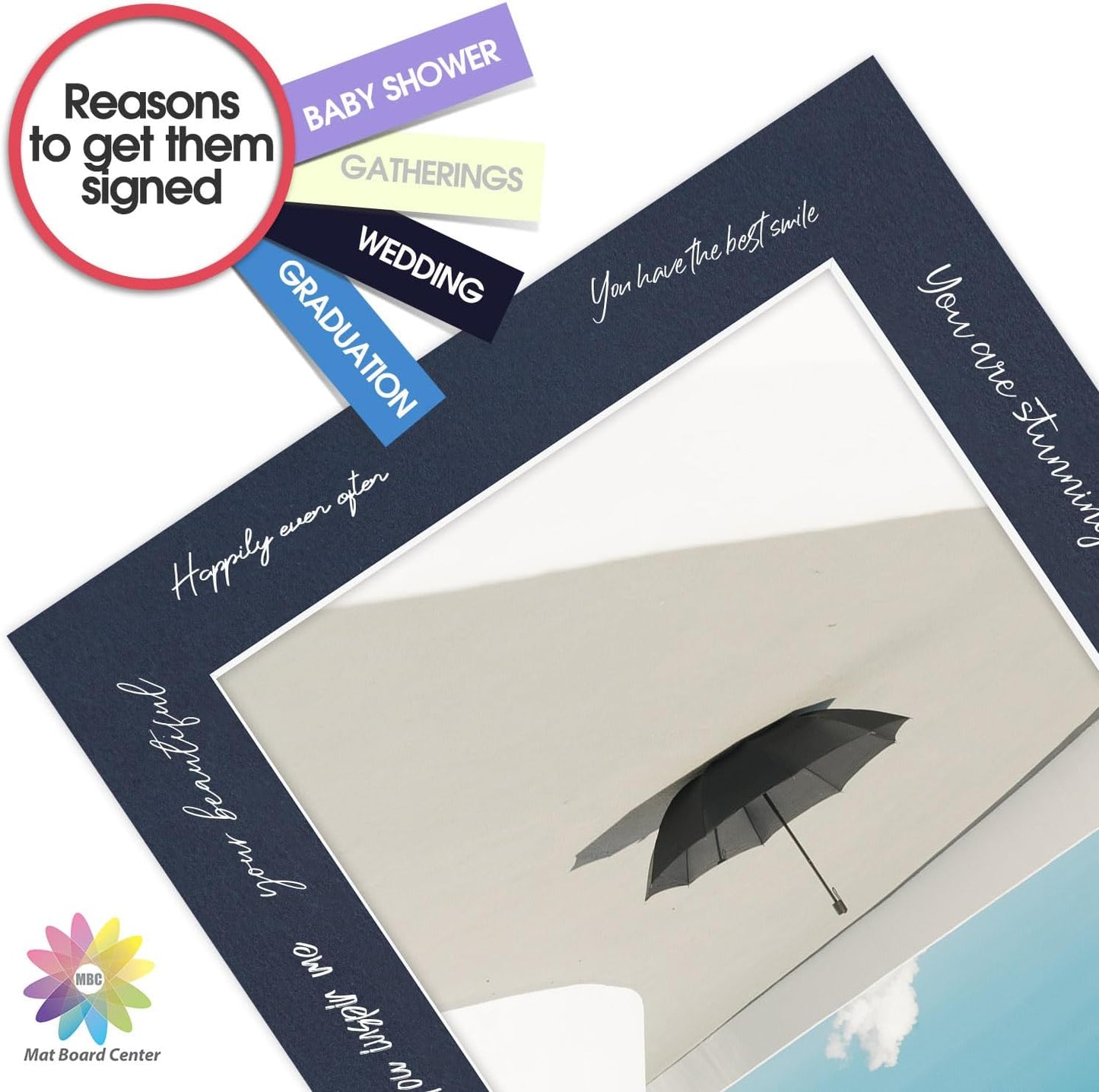 Mat Board Center, Pack of 10, 5x7 for 4x6 Dignity Blue Color Mats - Bevel Cut, Acid Free, 4-ply Thickness, White Core - for Pictures, Photos, Framing