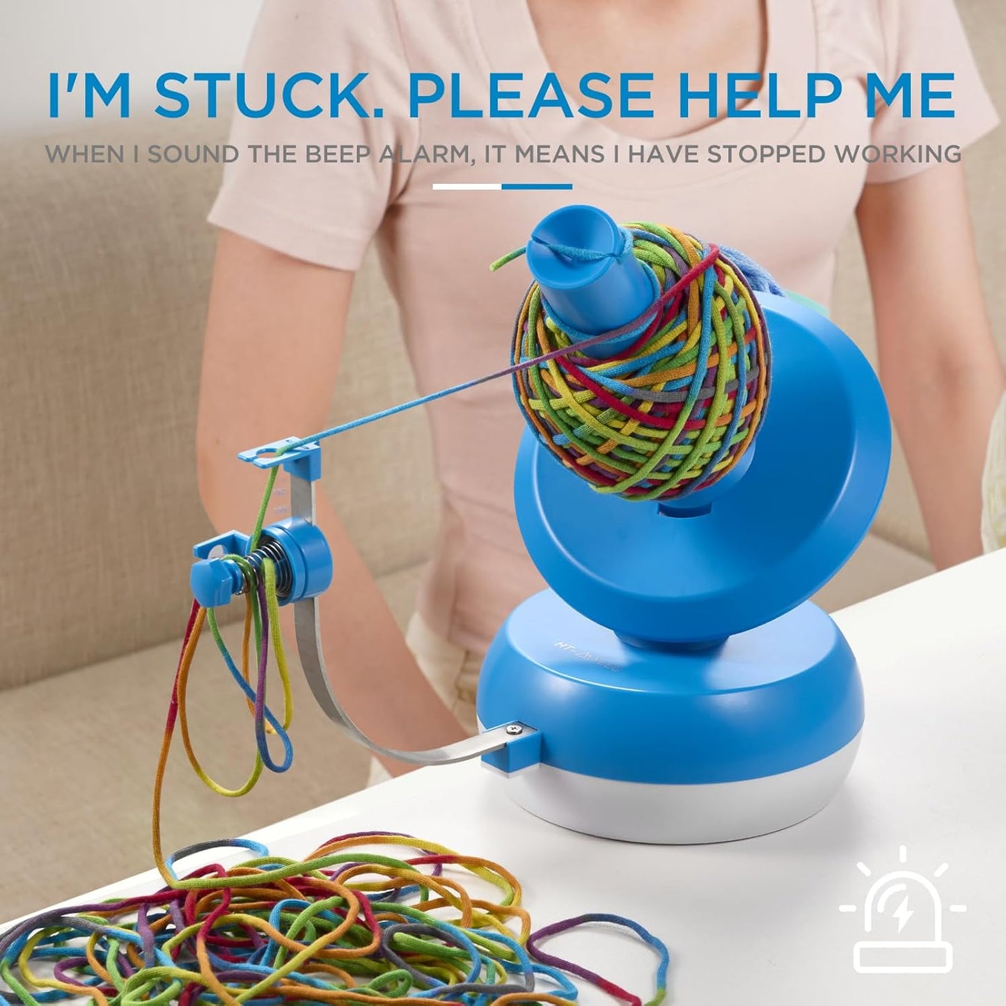 Electric Yarn Ball Winder for Crocheting| 10oz Large Capacity Automatic Yarn Cake Winder Stepless Speed, Adjustable Weaving Ball Winders, Helper for Yarn Collection Lovers, Navy Blue