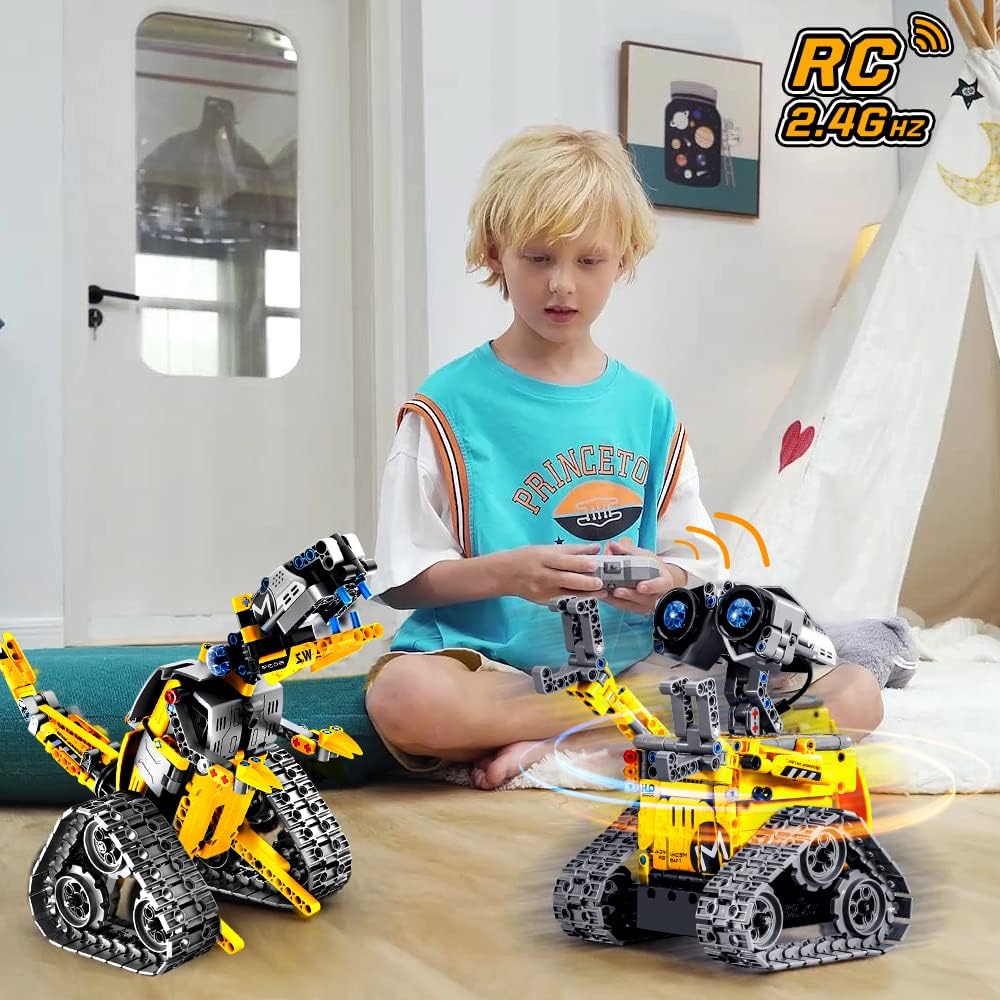HOGOKIDS Robot Building Toys for Kids - 5 in 1 Remote & APP Controlled Building Set | RC Wall/Engineer Robot/Mech Dinosaur STEM Toys for Boys Girls Age 6 7 8 9 10 11 12+ Year Old (520 Pcs)