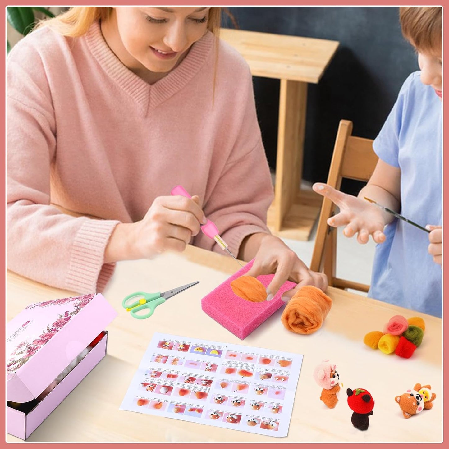 UOOU Needle Felting Kit for Beginners, Wool Felting Kit with 6 Pcs Colorful Needle Felting Needles and Instructions, Wool Felting Supplies for Adults