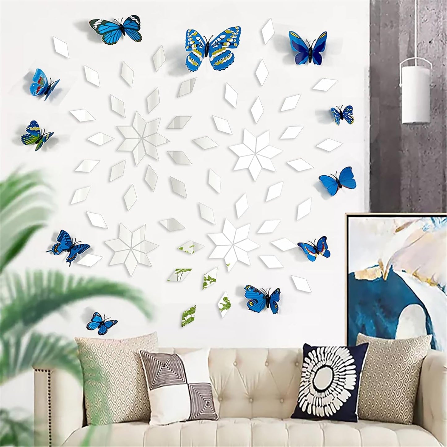 DARENYI 300PCS Diamond Shape Mirror Mosaic Tiles for Craft, Mini Rhombus Mirror Pieces Self-Adhesive Acrylic Mirrors Sheets Mosaic Pieces Flexible Craft Mirrors Bulk for DIY Projects Wall Decor