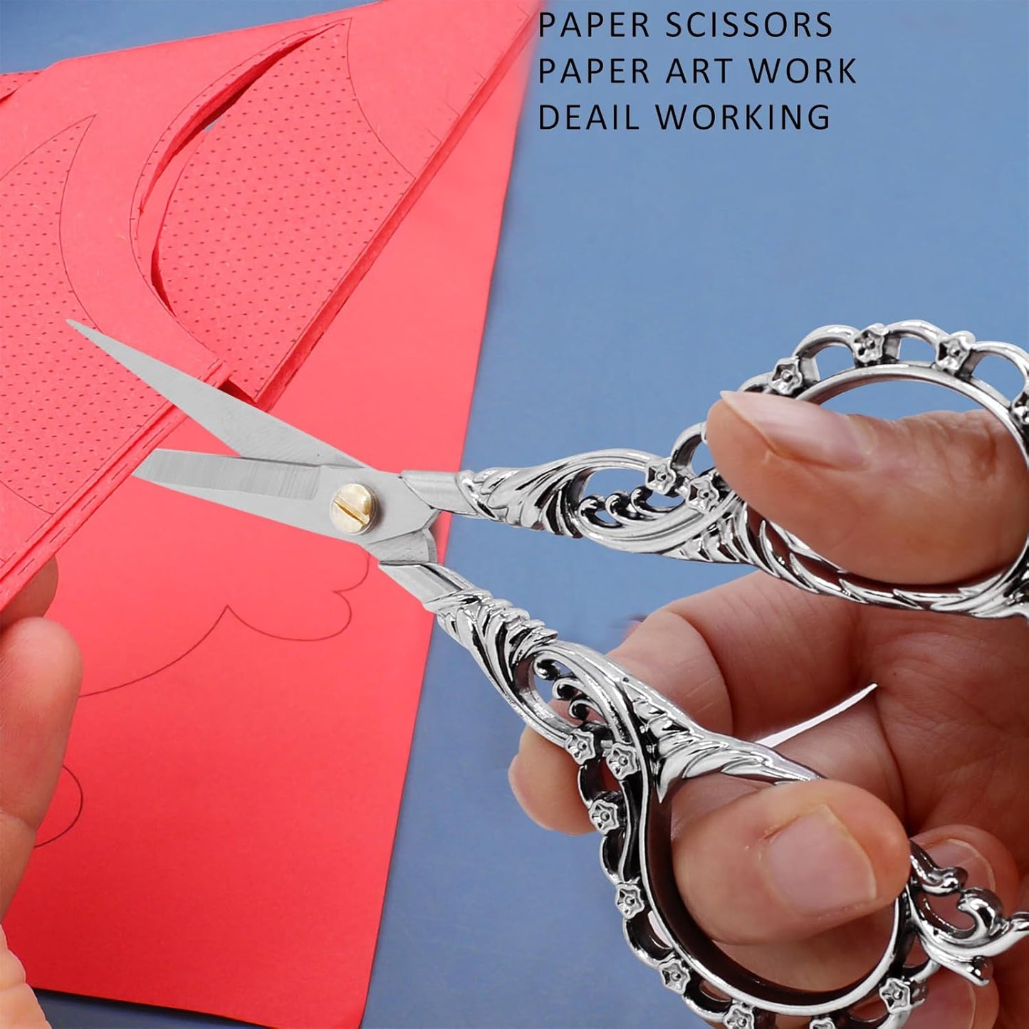 BIHRTC 4.5Inch Sewing Embroidery Scissors Professional Grade Shears with Artificial Leather Cover Stainless Steel Scissors for Office Craft Cross Stitch Needlework DIY Tools Knitting